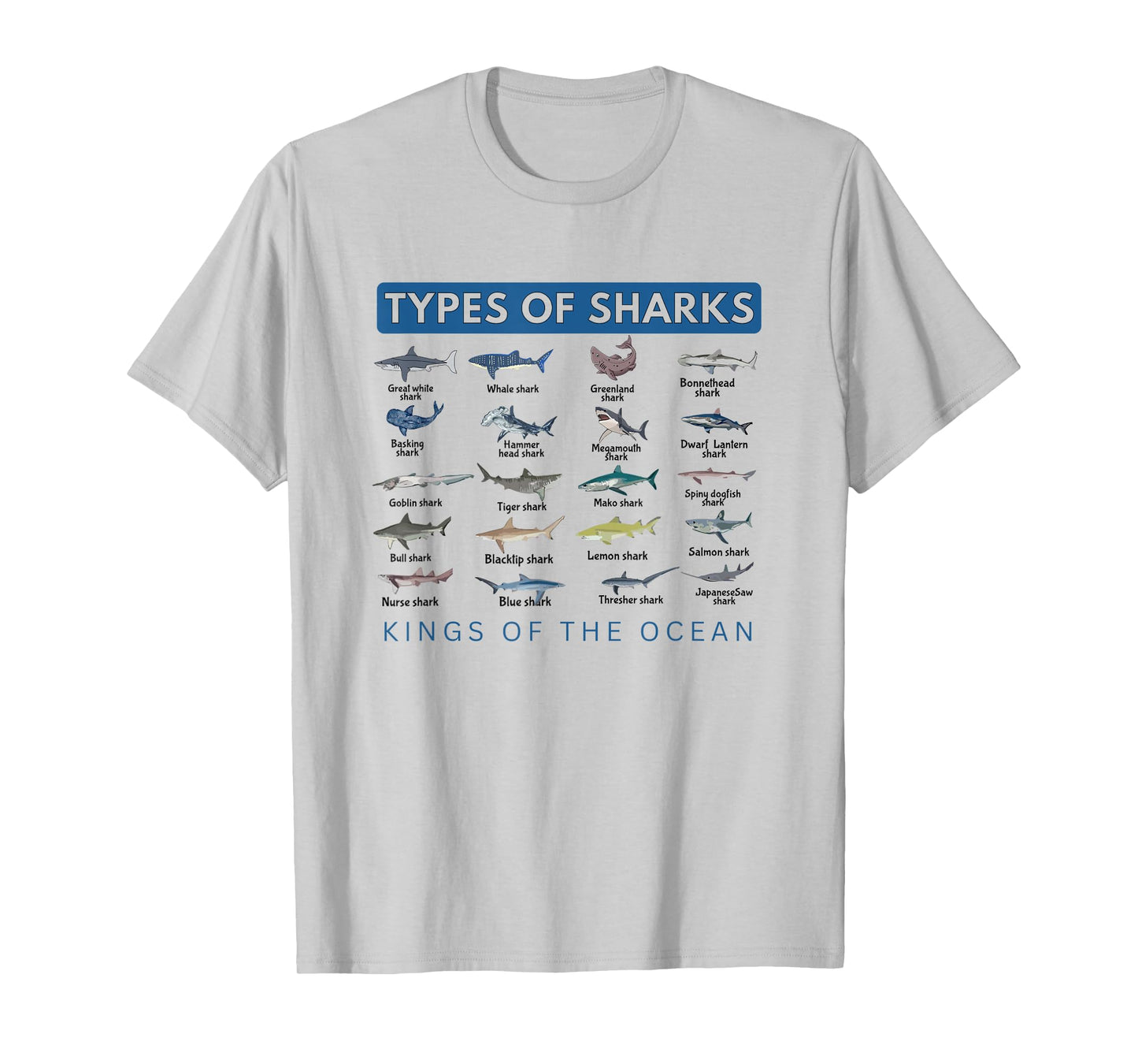 Types of Sharks 2025 Ocean Wildlife Week Educational Shark T-Shirt