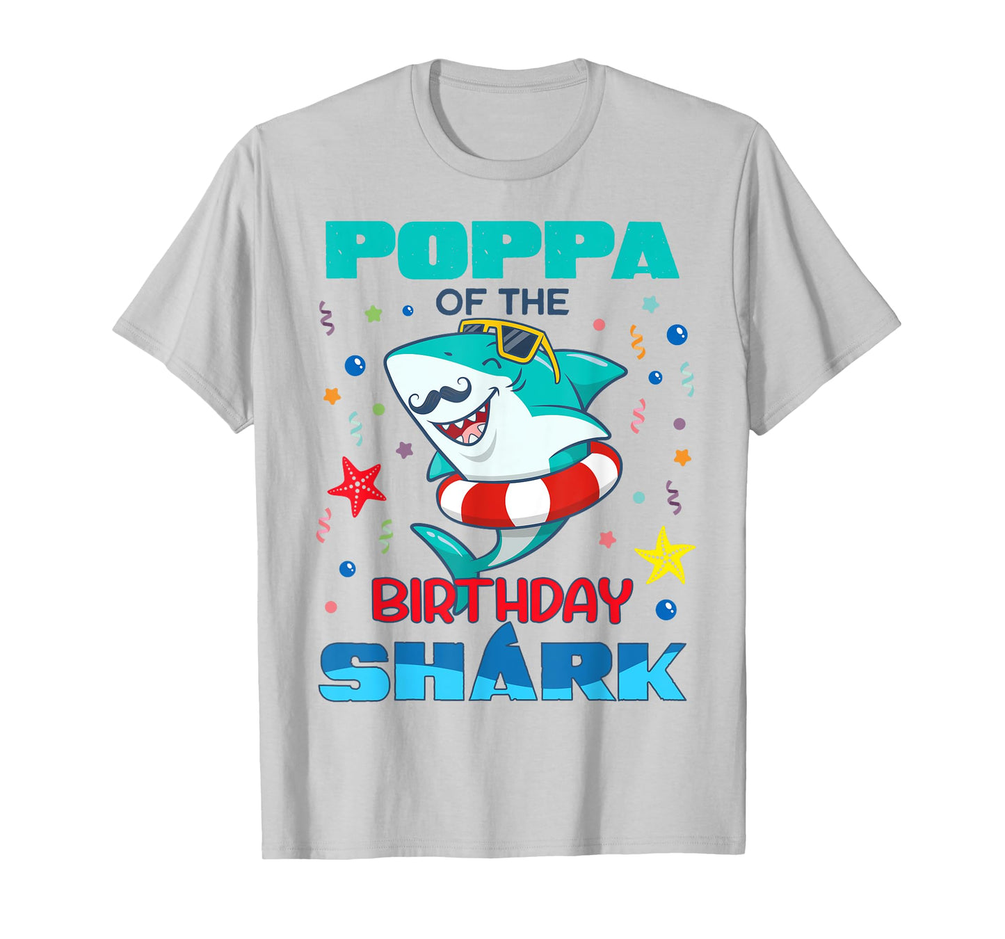 Poppa Of The Birthday Shark Kids Party Family Matching T-Shirt