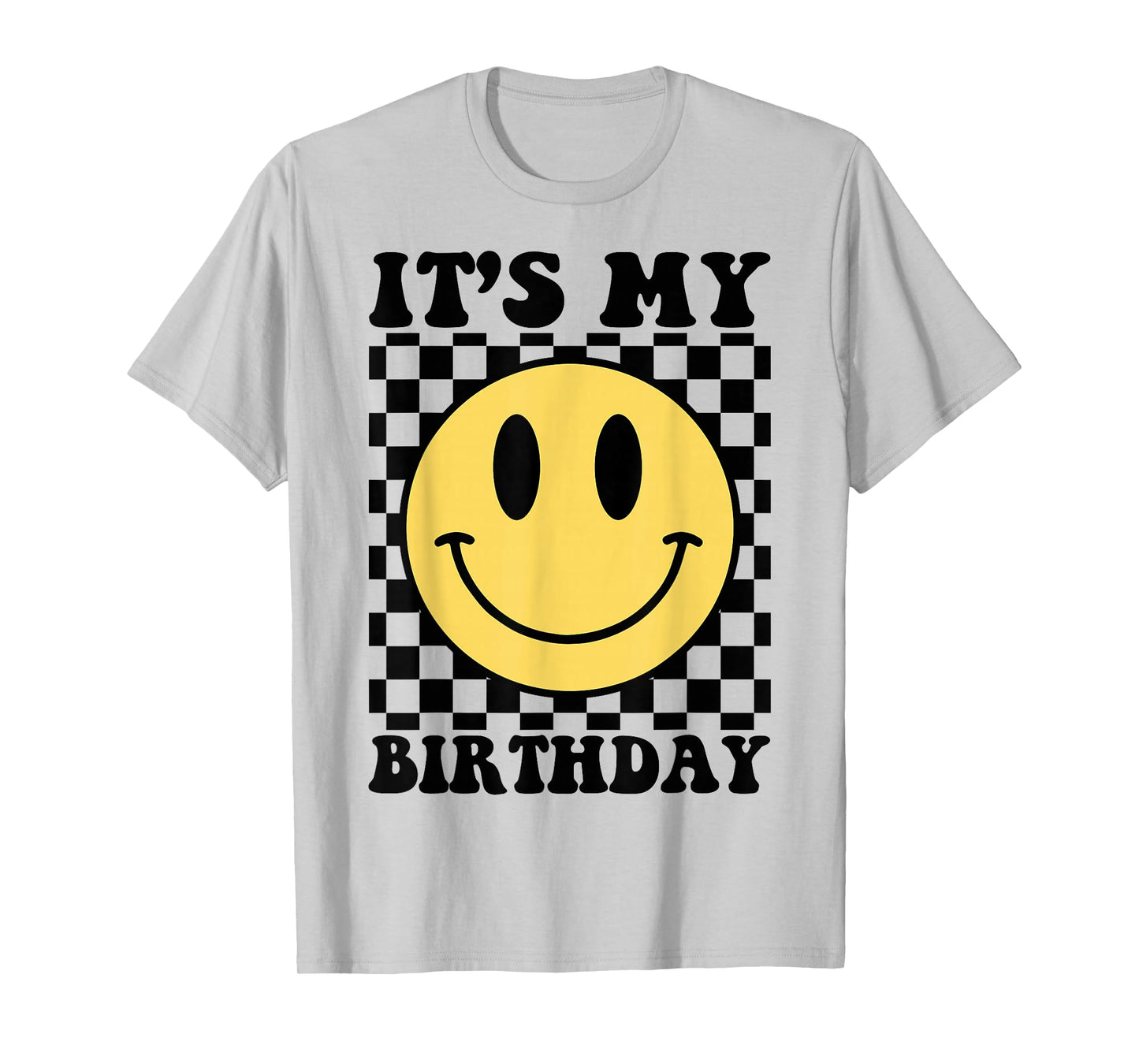It's My Birthday Smile Face Checkered Men Women Boy Girl T-Shirt