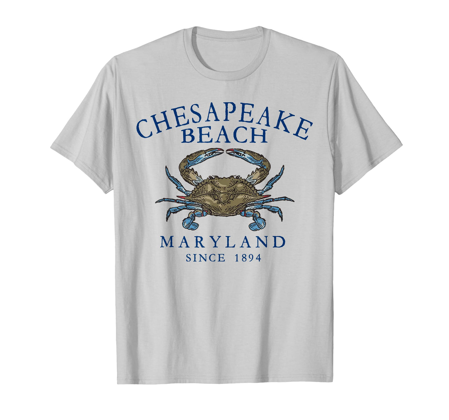 Chesapeake Bay Maryland Blue Crab Arched Navy Blue Letters T-Shirt