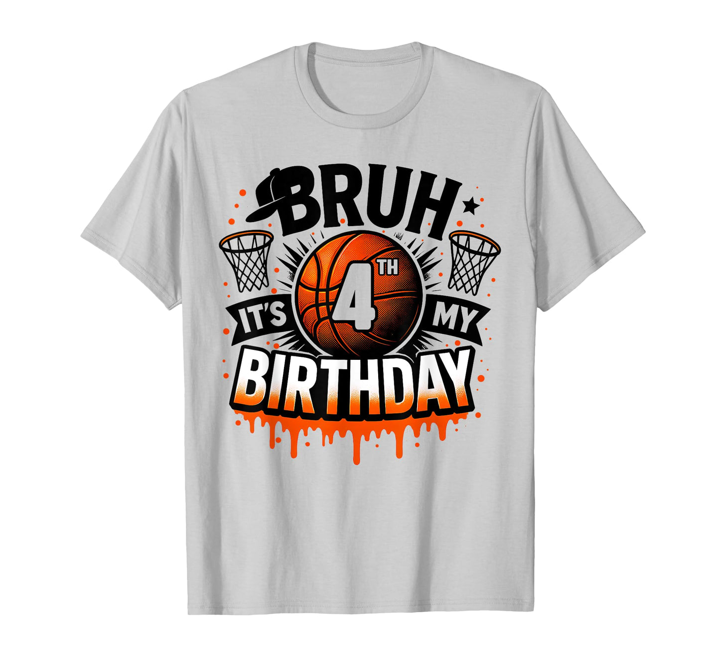Bruh It's My 4th Birthday Basketball Boys 4 Years Old Bday T-Shirt