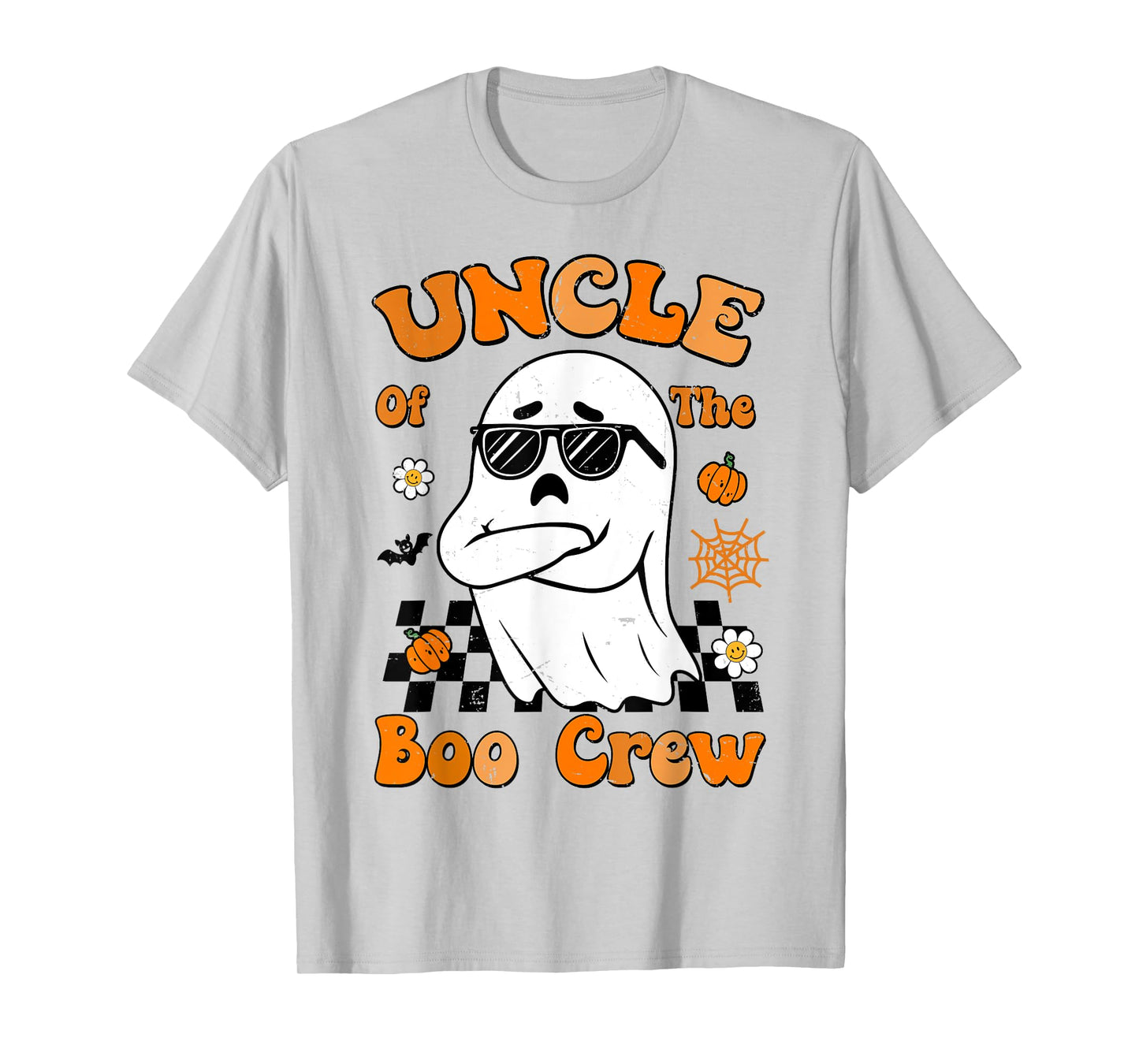 Uncle Of The Boo Crew Groovy Retro Family Halloween Funny T-Shirt