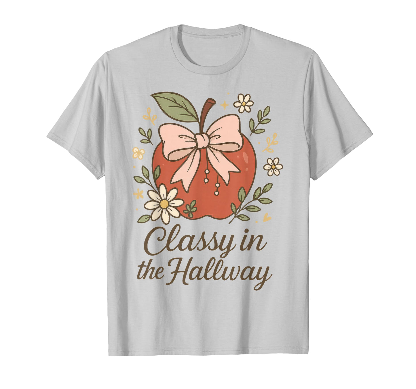 Coquette Teacher Apple Bow Design | Classy in The Hallway T-Shirt