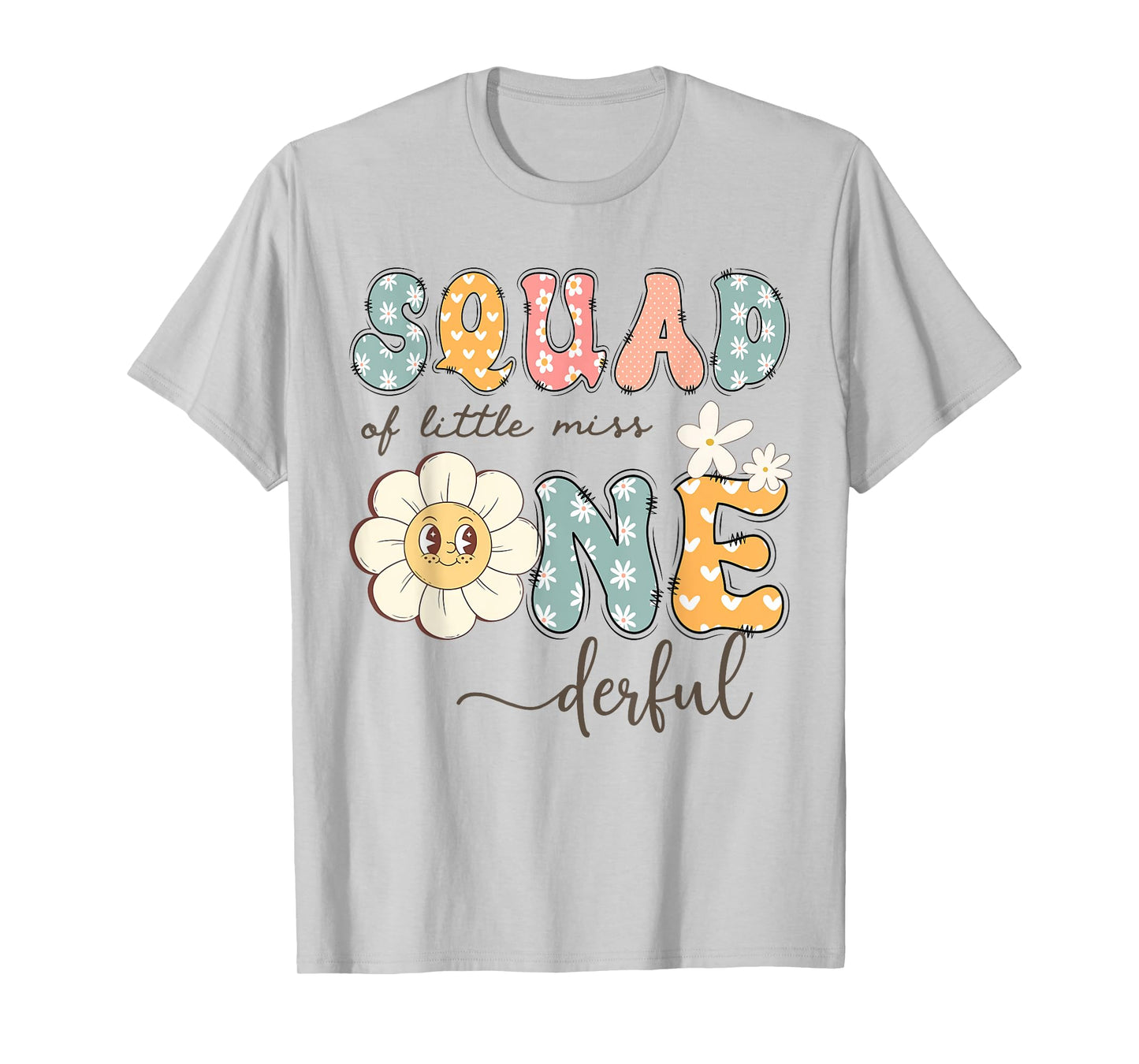 Squad Of Little Miss Onederful 1St Birthday Daisy Lover T-Shirt