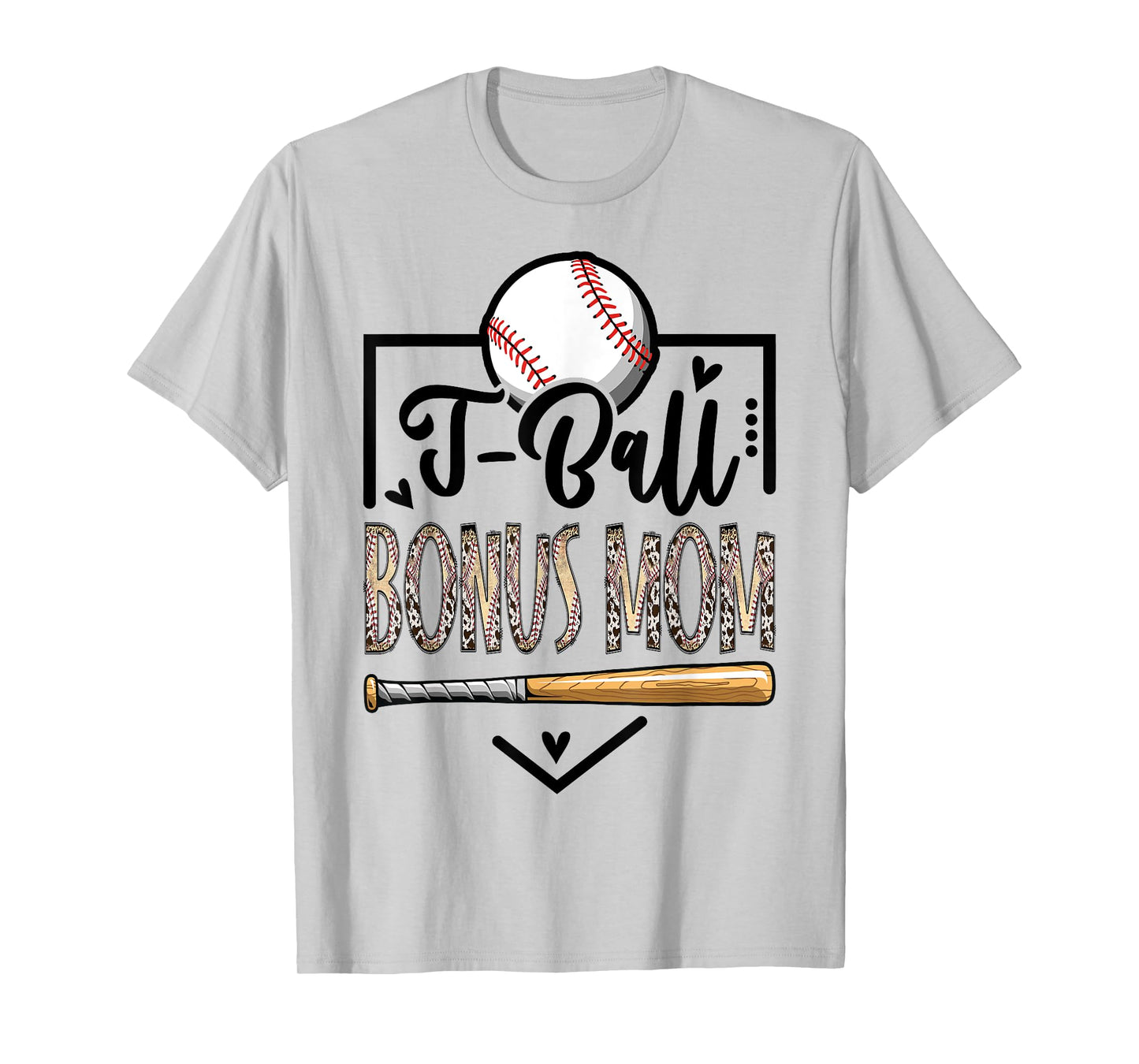 T-Ball Bonus Mom Leopard Funny Tee Ball Game Day T-Shirt