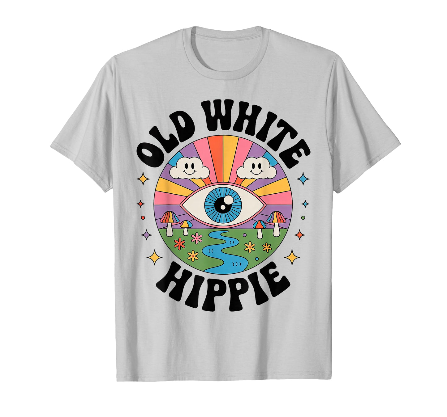 Trippy Old White Hippie Retro Psychedelic Art T-Shirt