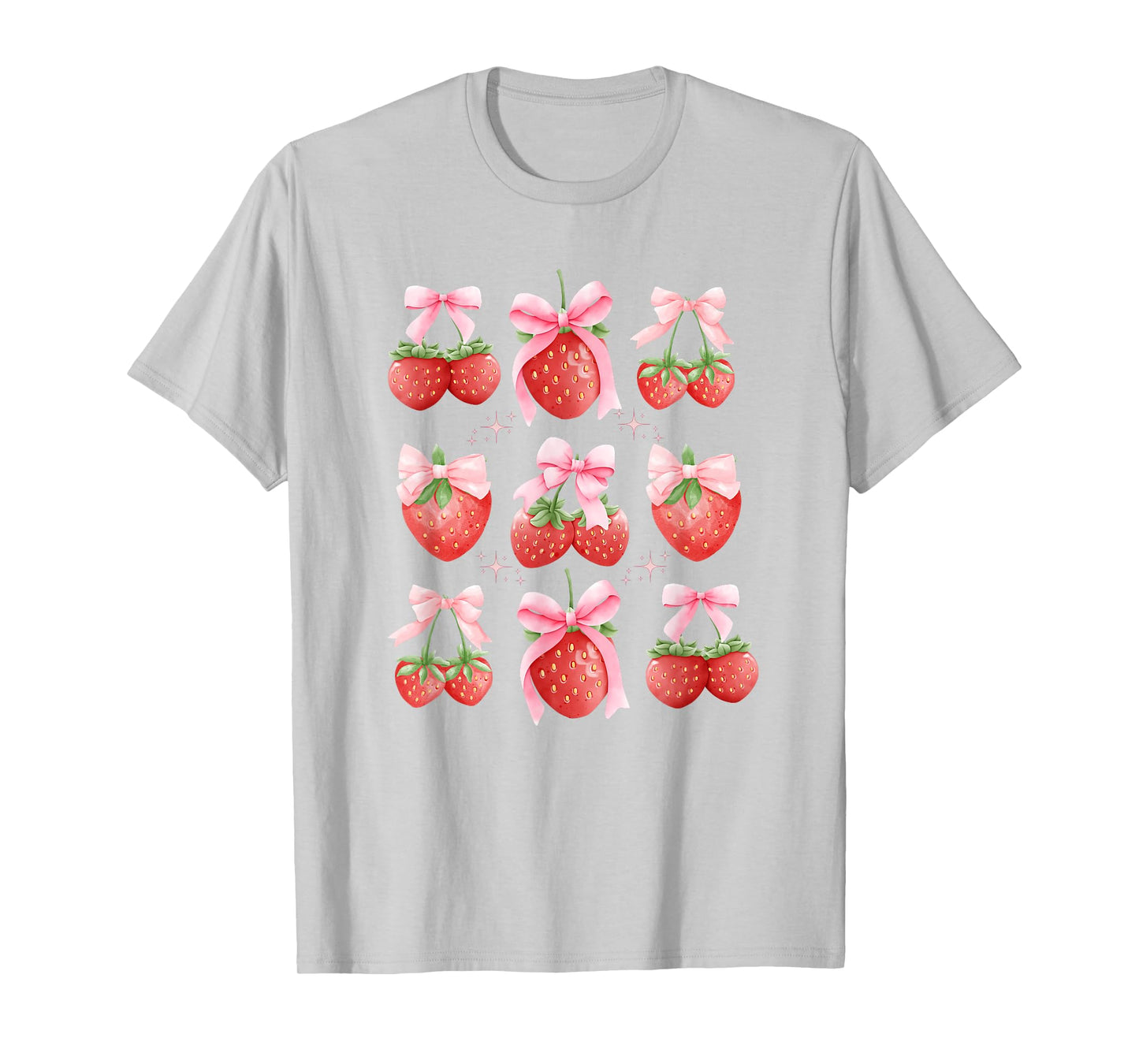 Cute Pink Bow Coquette Strawberry Clean Girl Aesthetic T-Shirt