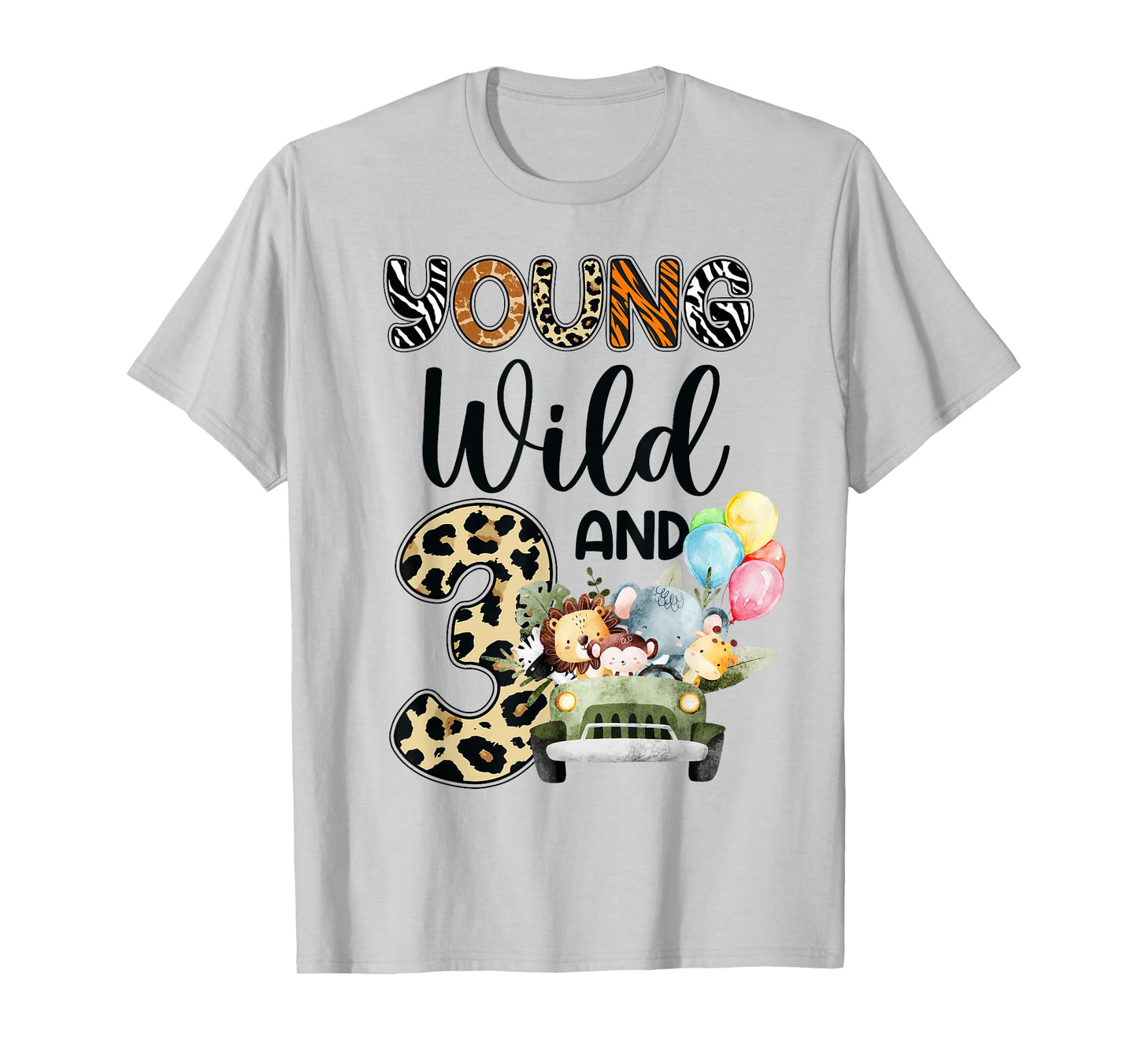 3rd Birthday Toddler Young Wild Three 3 Year Old Safari Zoo T-Shirt