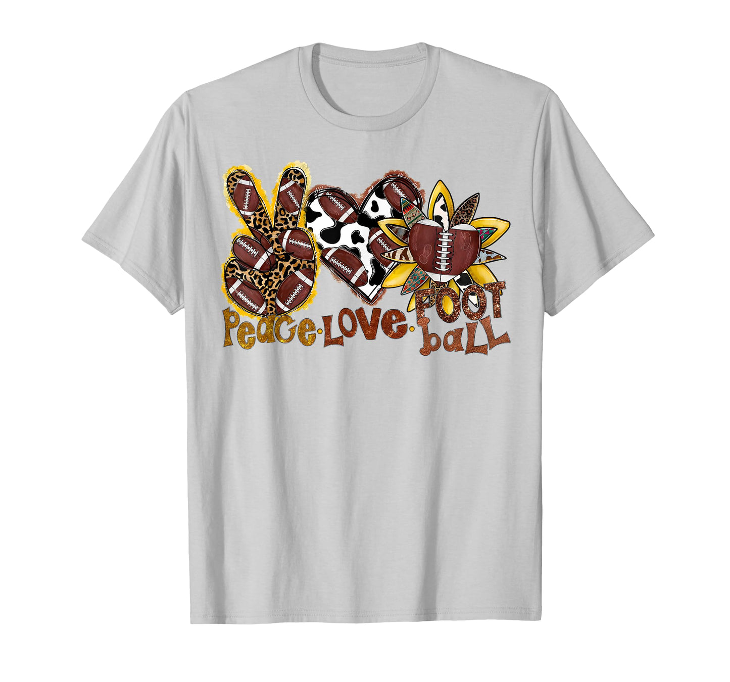 Peace Love Football Leopard American Football Lovers T-Shirt