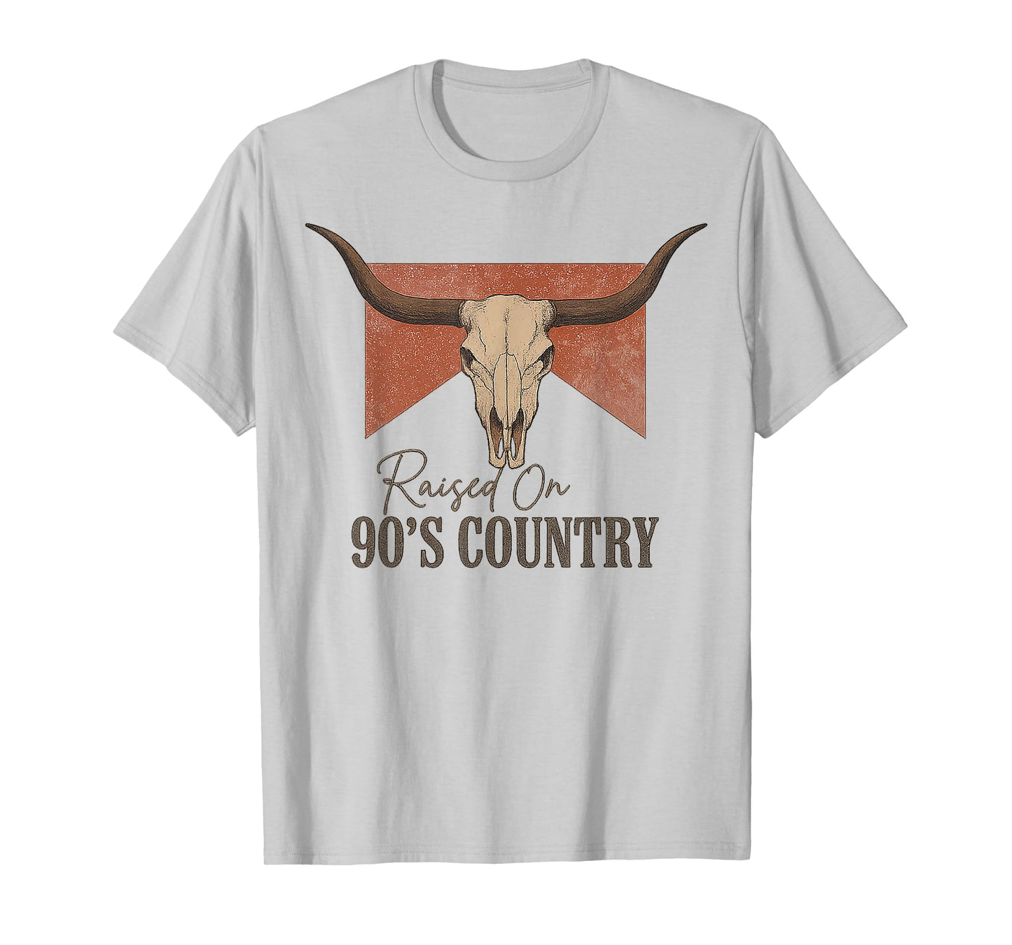 Western Bull Skull Raised On 90's Country Music Gifts Cowboy T-Shirt