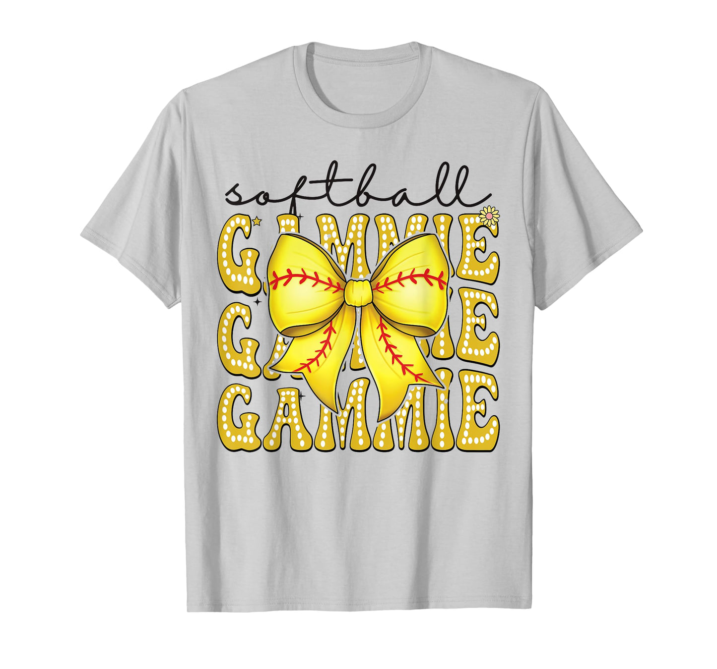 Softball Gammie Retro Softball Coquette Bow Groovy T-Shirt