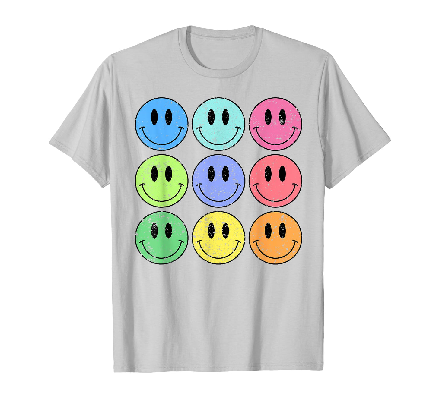 Retro Groovy Checkered Pattern Smile Face Trendy Womens Kids T-Shirt
