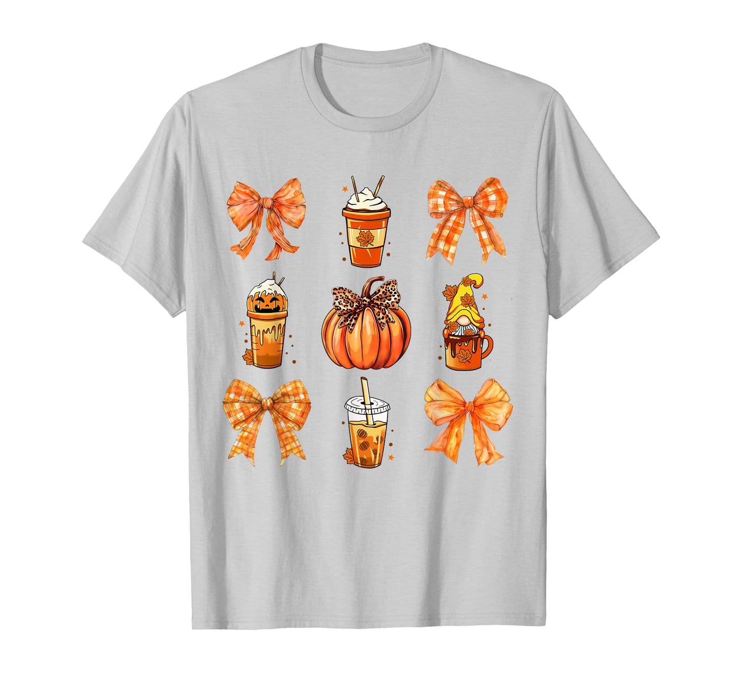 Fall Coffee Pumpkin Spice Latte Iced Bow Autumn Coffee T-Shirt