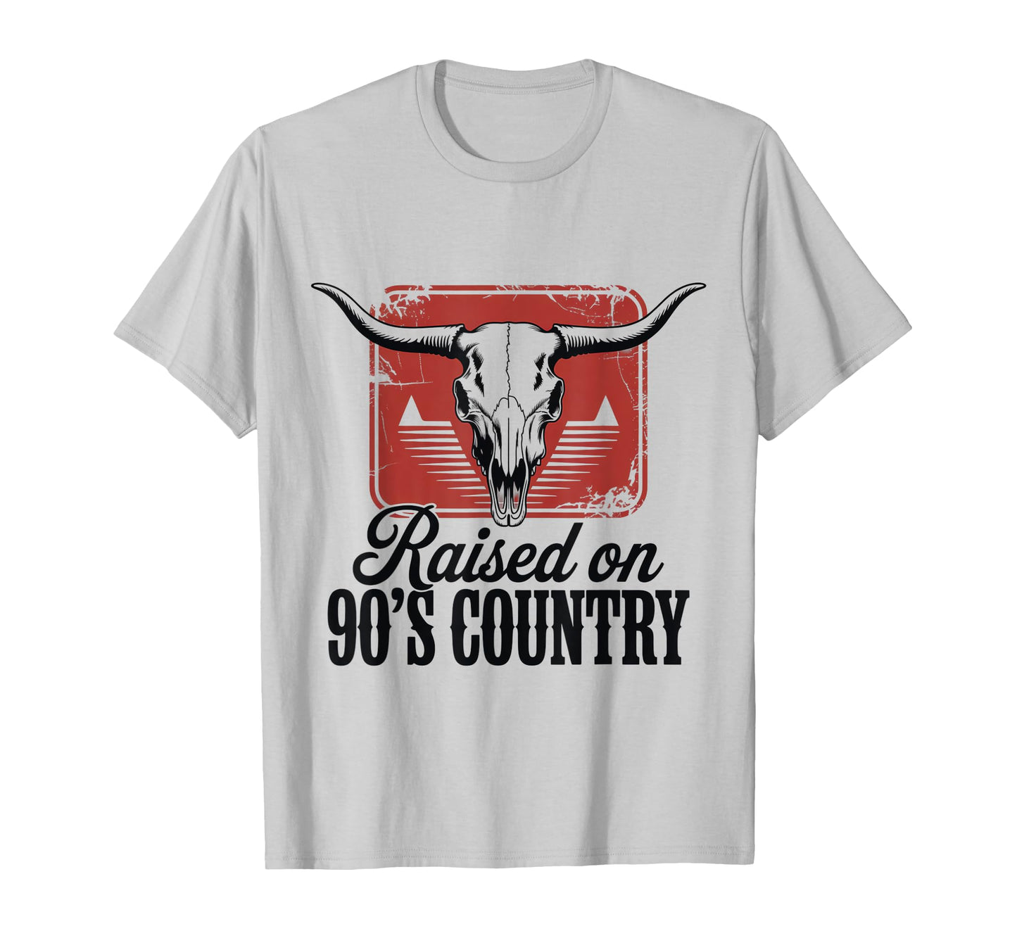Vintage Western Bull Skull Raised On 90's Country Music T-Shirt