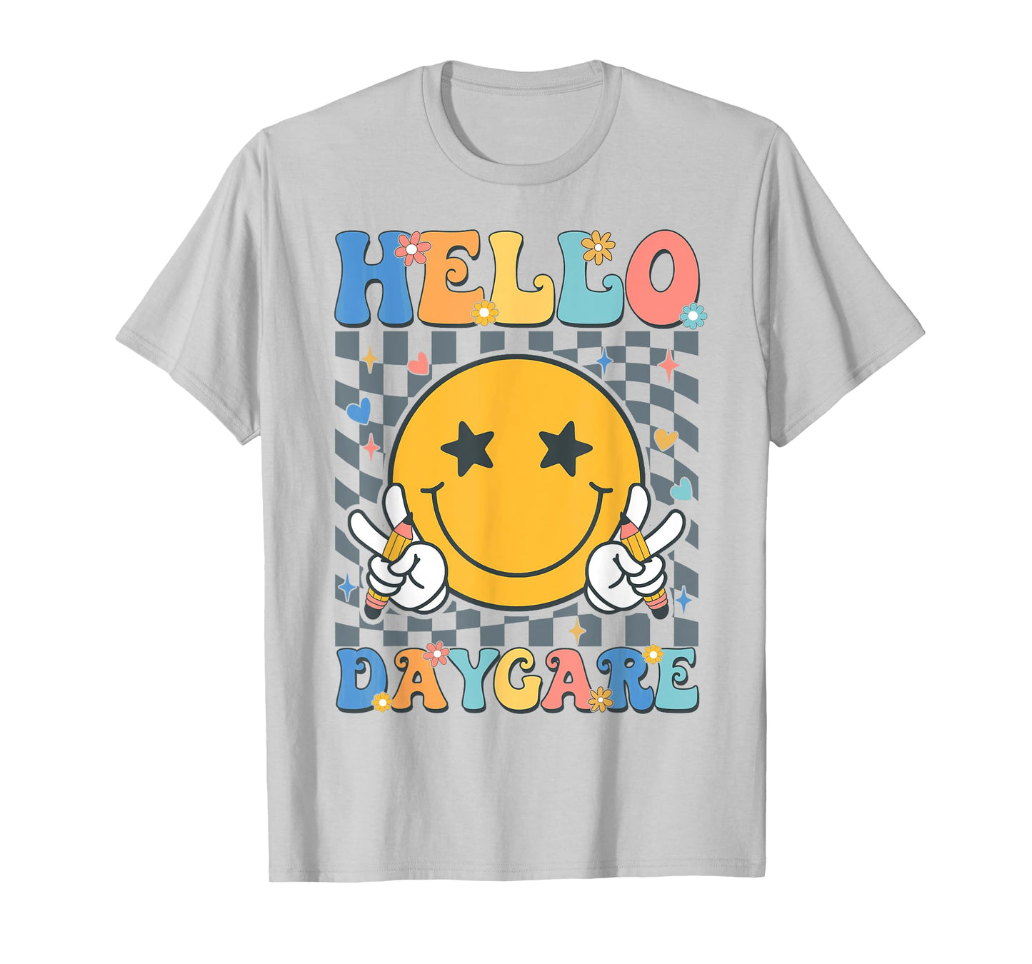 Hello Daycare Team Groovy Back To School Daycare Teacher Kid T-Shirt