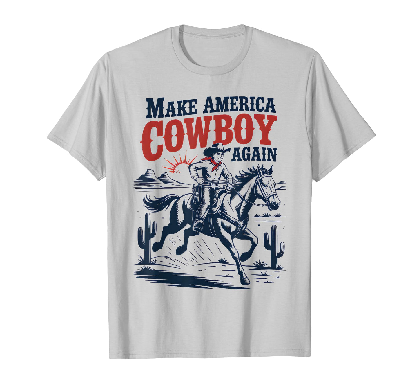 Make America Western Cowboy Again Retro 4th Of July Boy Men T-Shirt