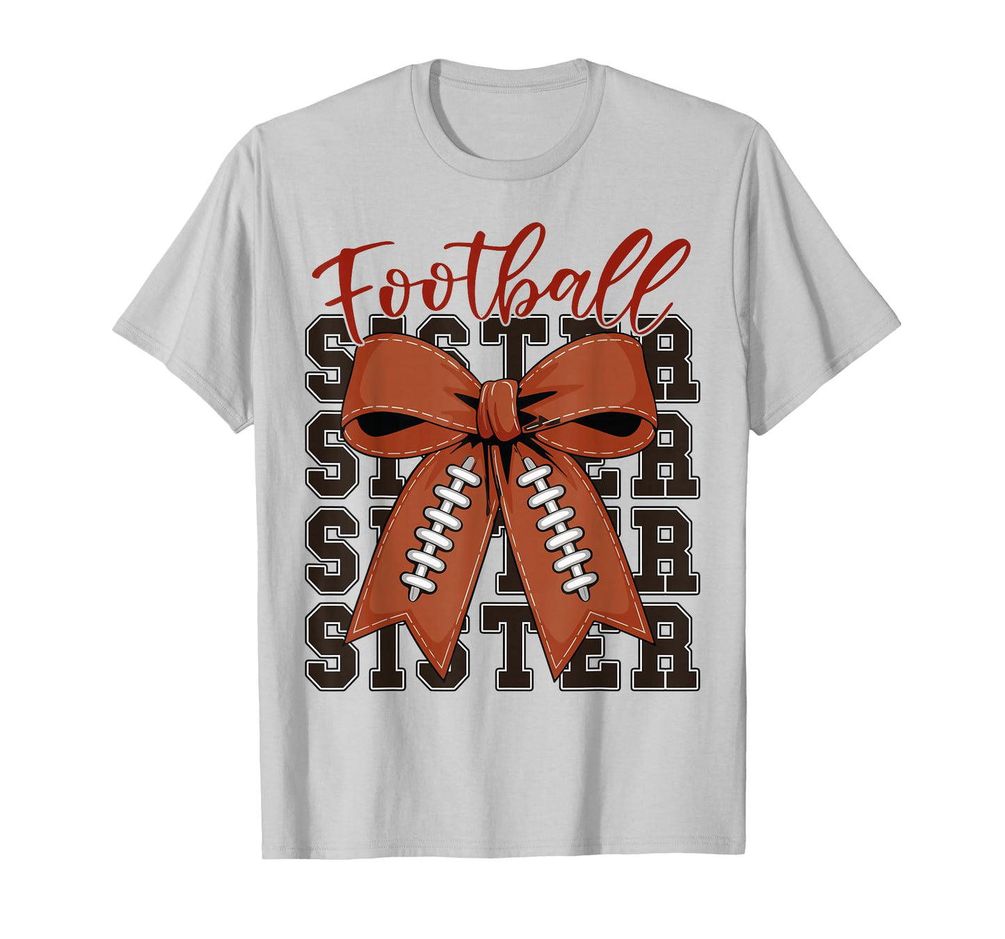 Girl Football Sister Coquette Bow Football Game Day Teen T-Shirt