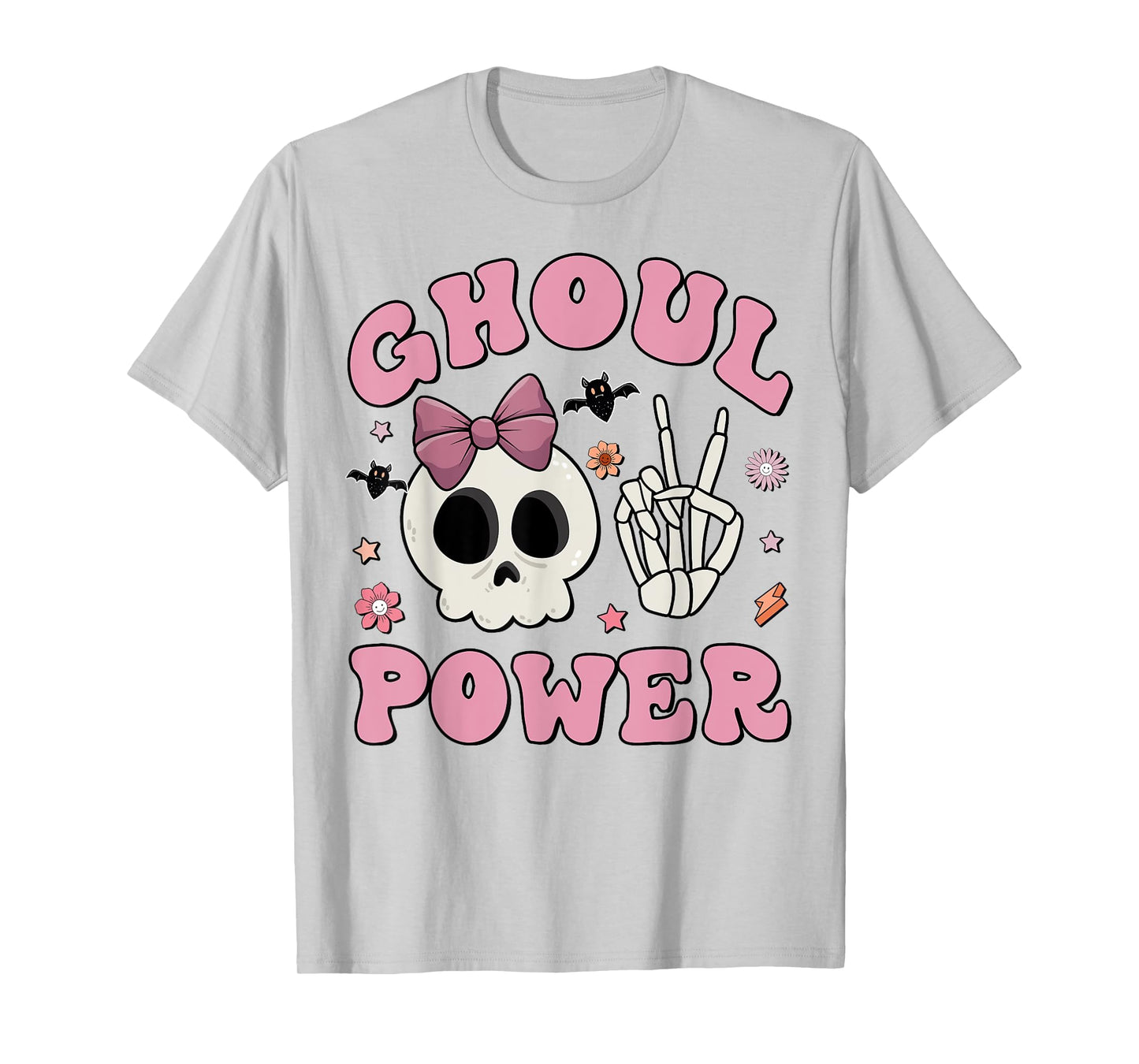 Retro Ghoul Power Halloween Girl Power Skull Toddler Kids T-Shirt