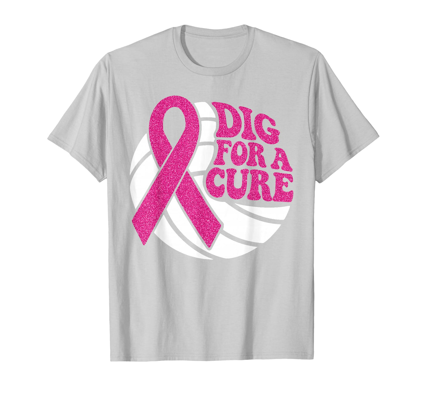 Dig for Cure Pink Ribbon Volleyball Breast Cancer Awareness T-Shirt