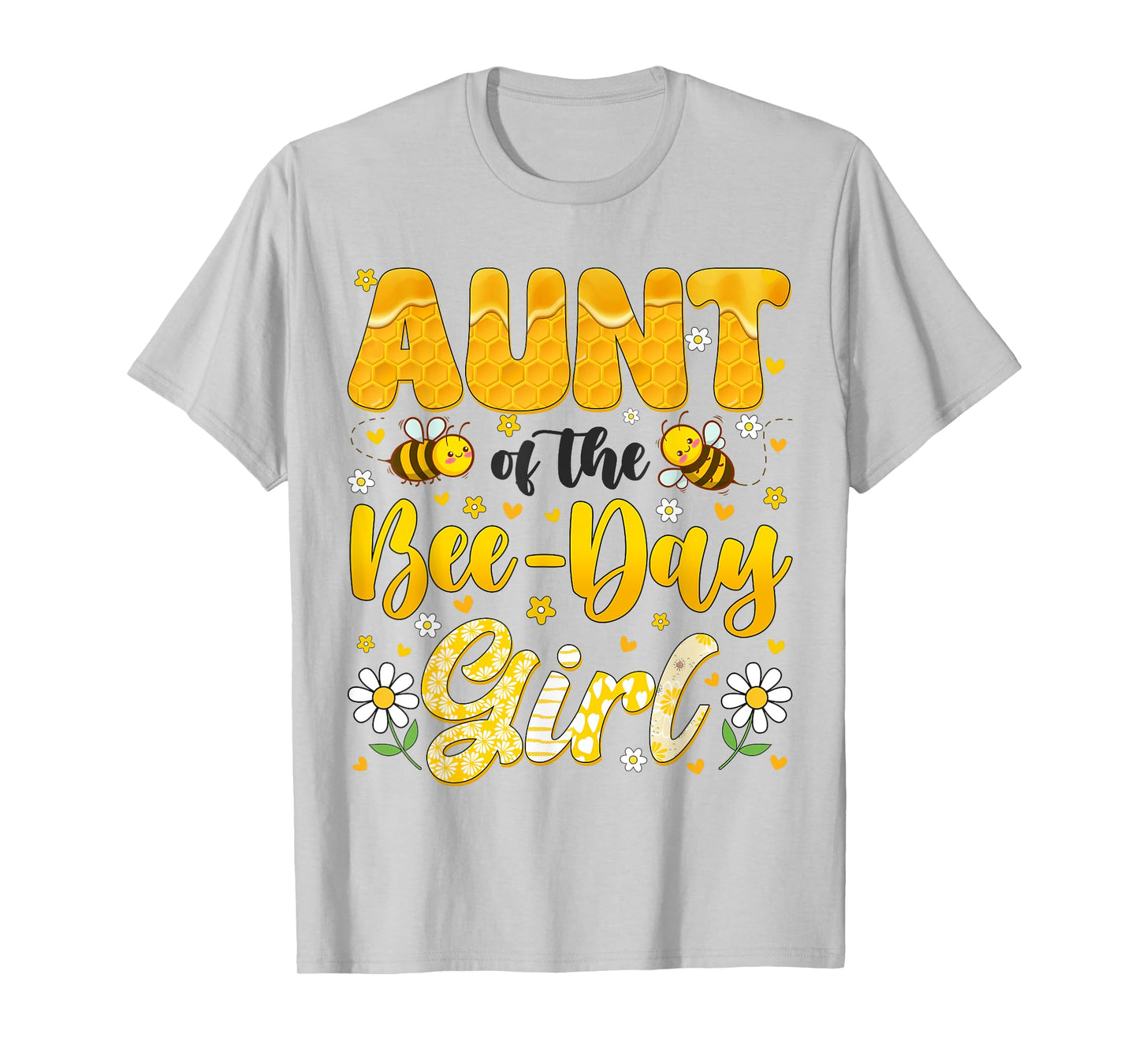 Aunt Of The Bee Day Girl Flower Birthday Family Matching T-Shirt