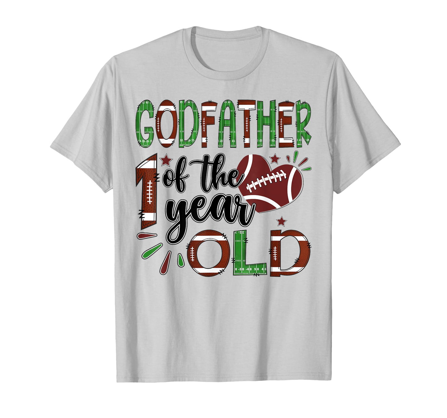 GodFather Of The 1 Year Old Football 1St Year Down Birthday T-Shirt