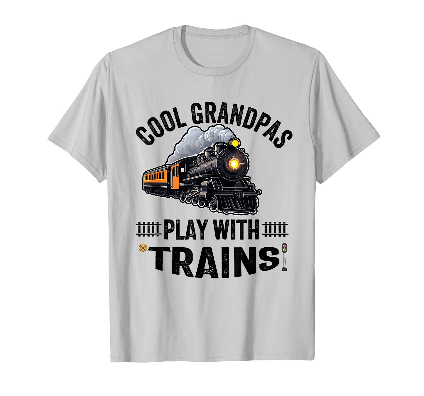cool grandpas play with trains Train Conductor Locomotive T-Shirt