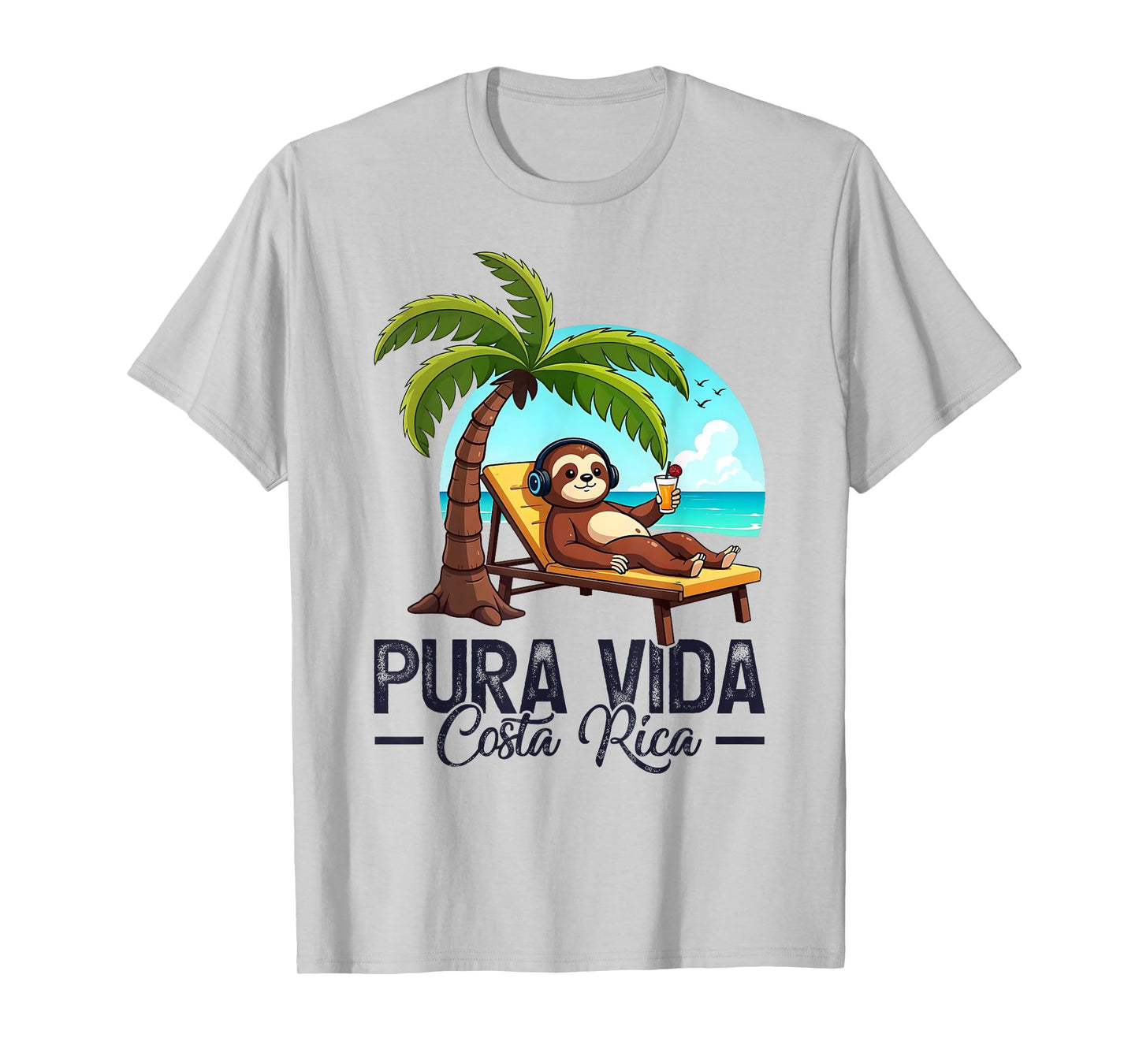 Sloth Summer Family Vacation Costa Rica Beach Pura Vida T-Shirt