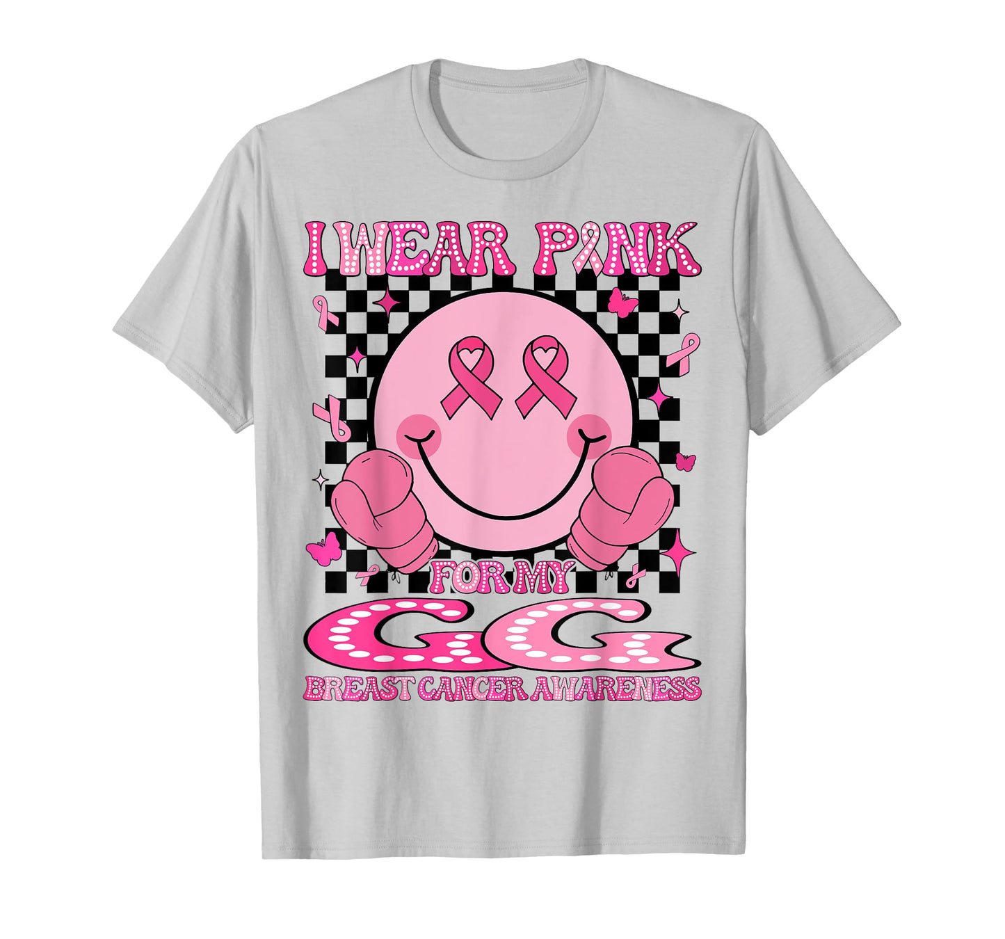 I Wear Pink For My GG Breast Cancer Awareness Groovy T-Shirt