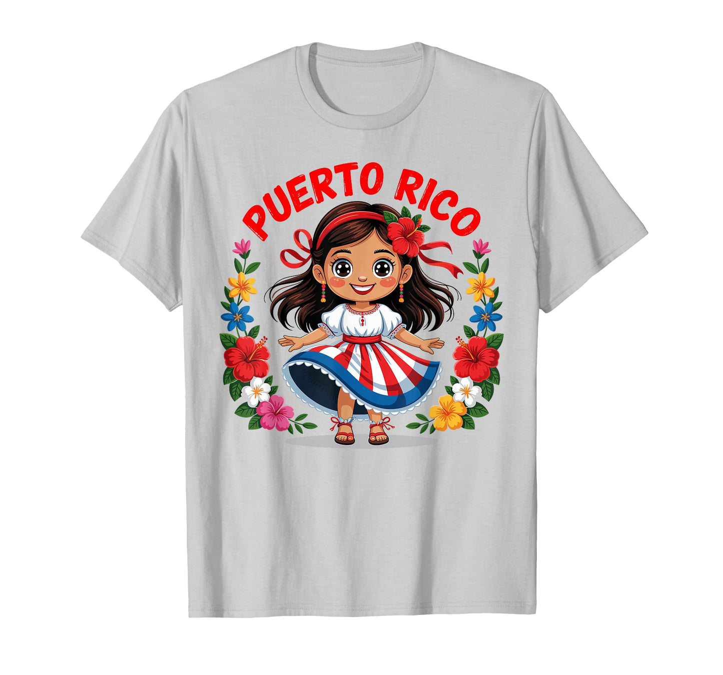 Puerto Rican Girl Culture Pride Cute Girl Traditional Dress T-Shirt