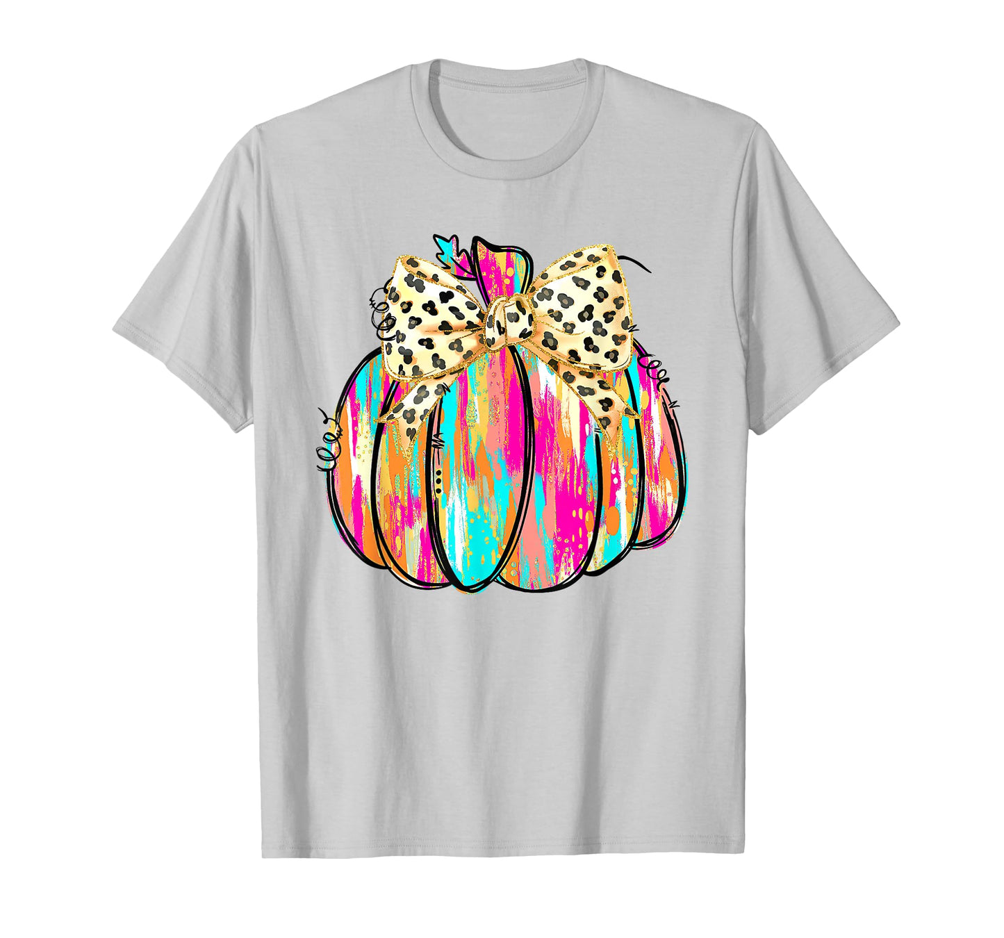 Coquette Bow Pumpkin Season Autumn Fall Leaves Thanksgiving T-Shirt