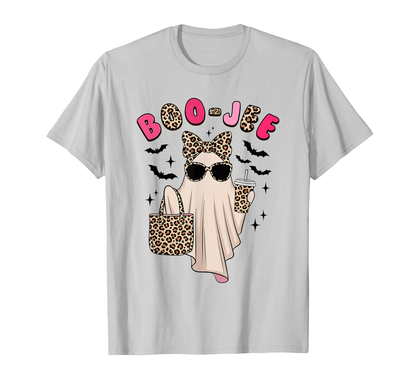 Coquette Leopard Ghost Coffee Boo-JEE Halloween Boujee Ghost T-Shirt