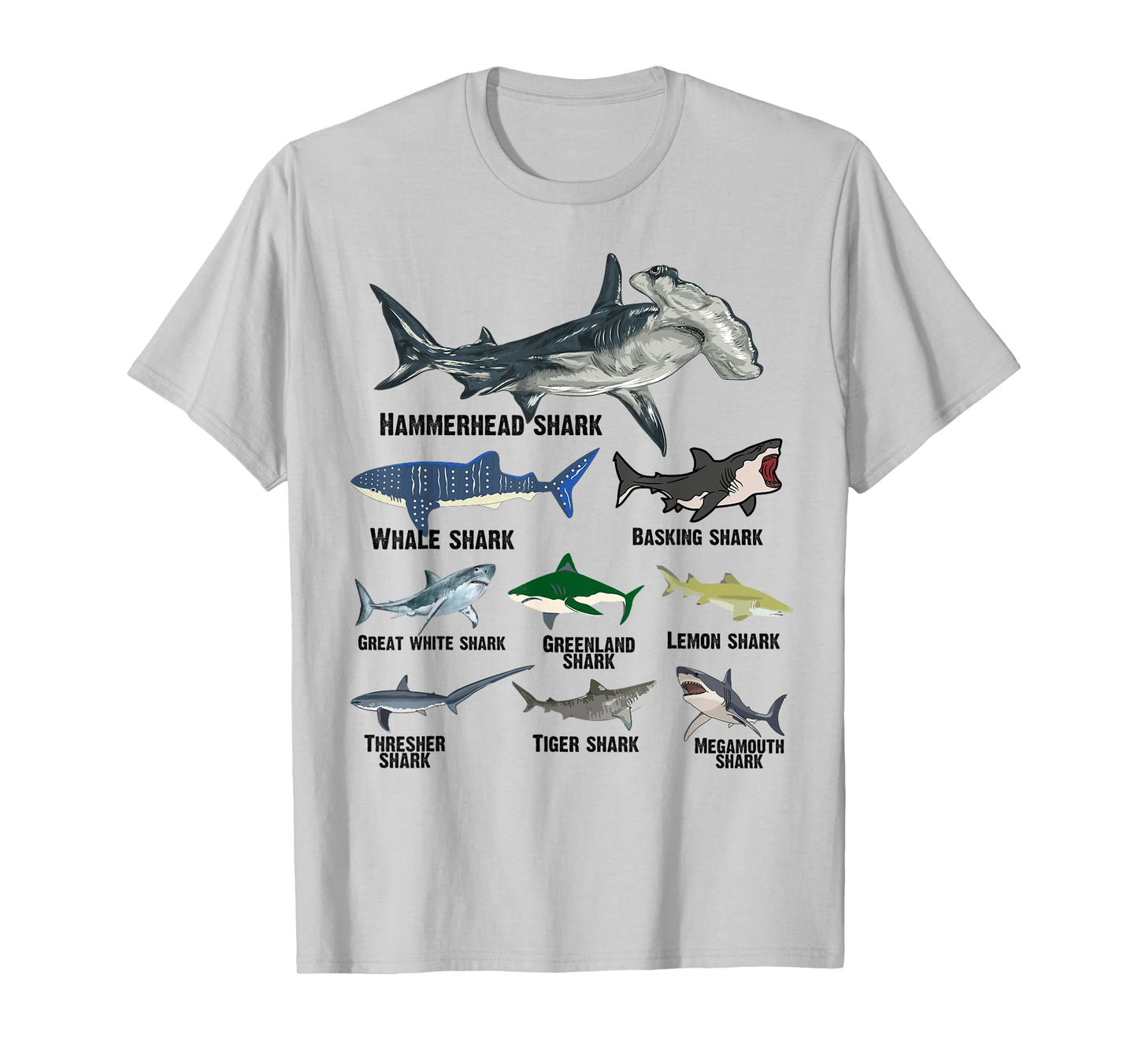Types of Sharks 2025 Ocean Wildlife Week Educational Shark T-Shirt
