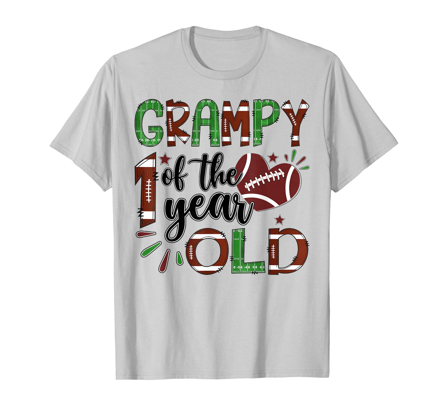 Grampy Of The 1 Year Old Football 1St Year Down Birthday T-Shirt