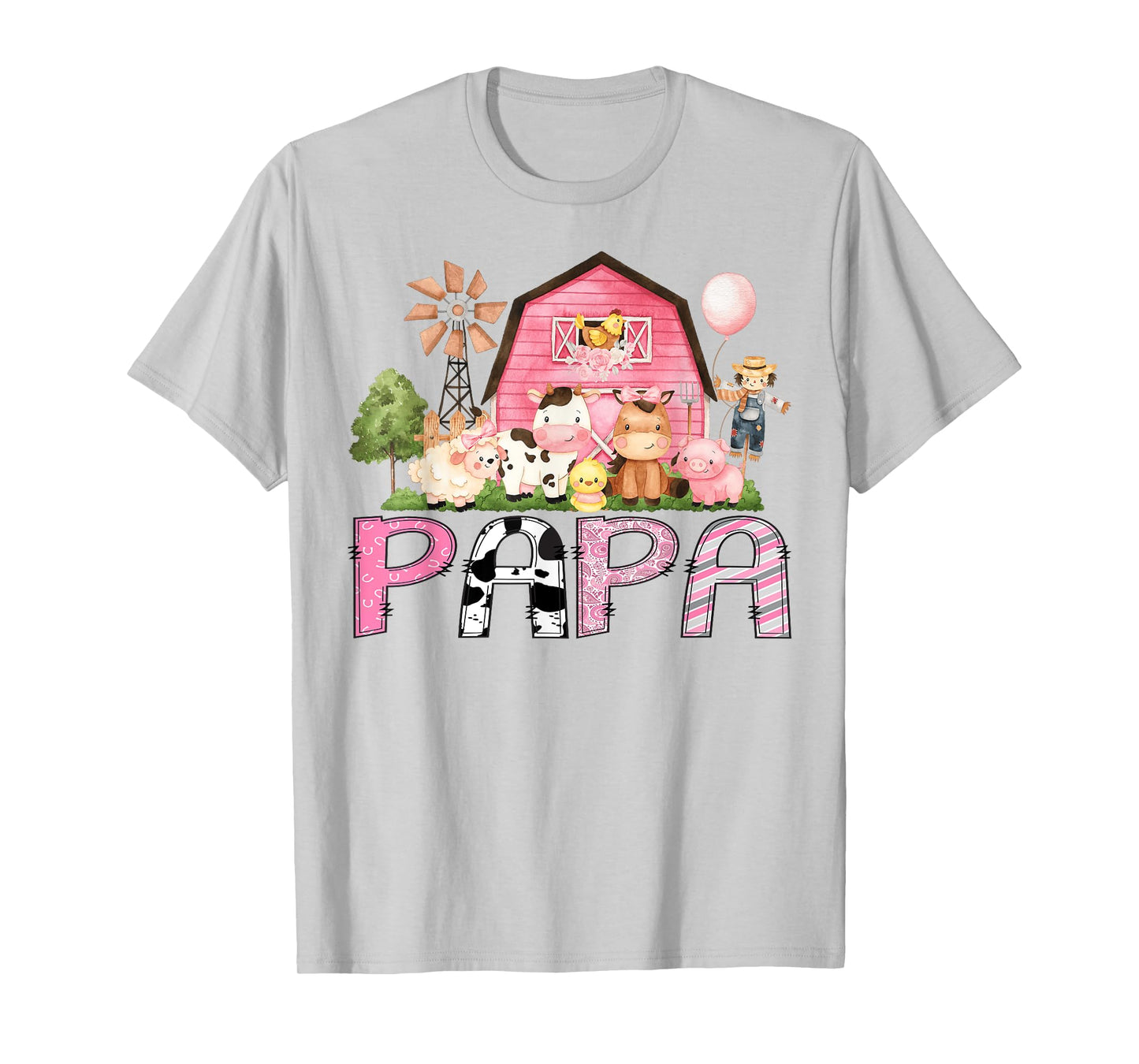 Papa Pink Farm Cow Lover Birthday Girl Matching T-Shirt
