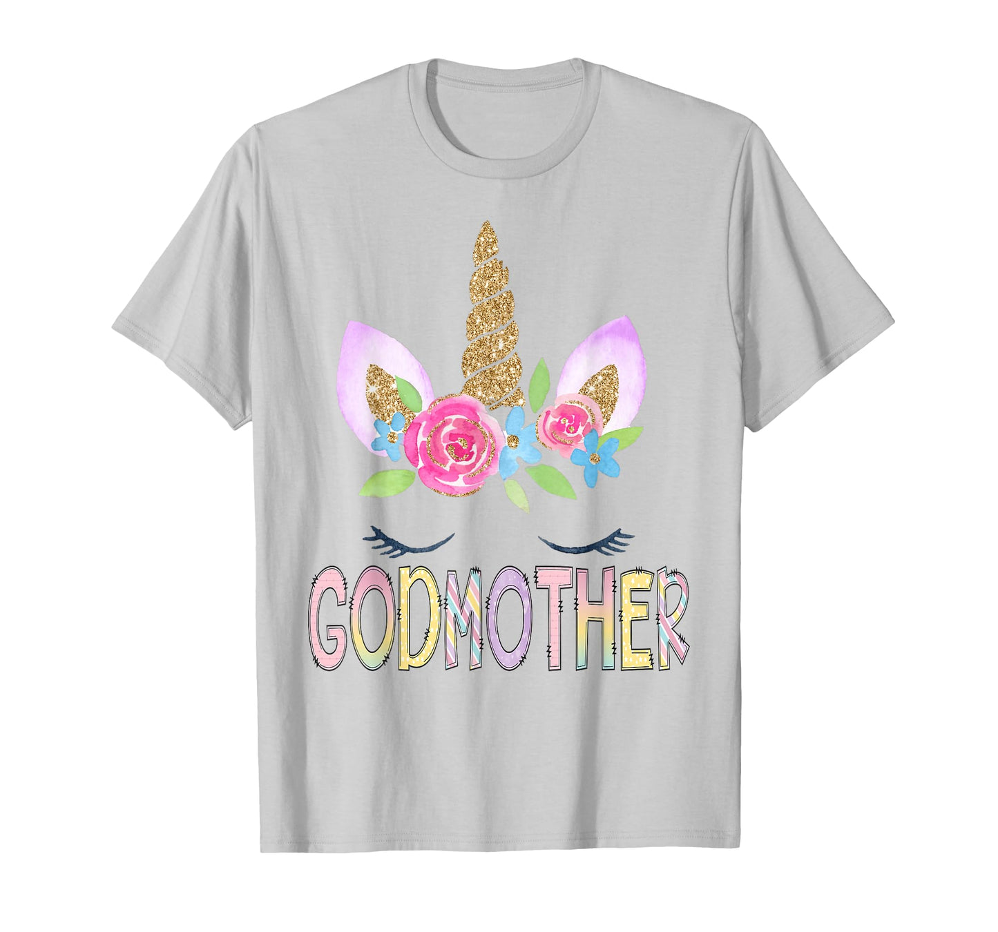 Godmother Unicorn Floral Birthday Girl Family Matching T-Shirt
