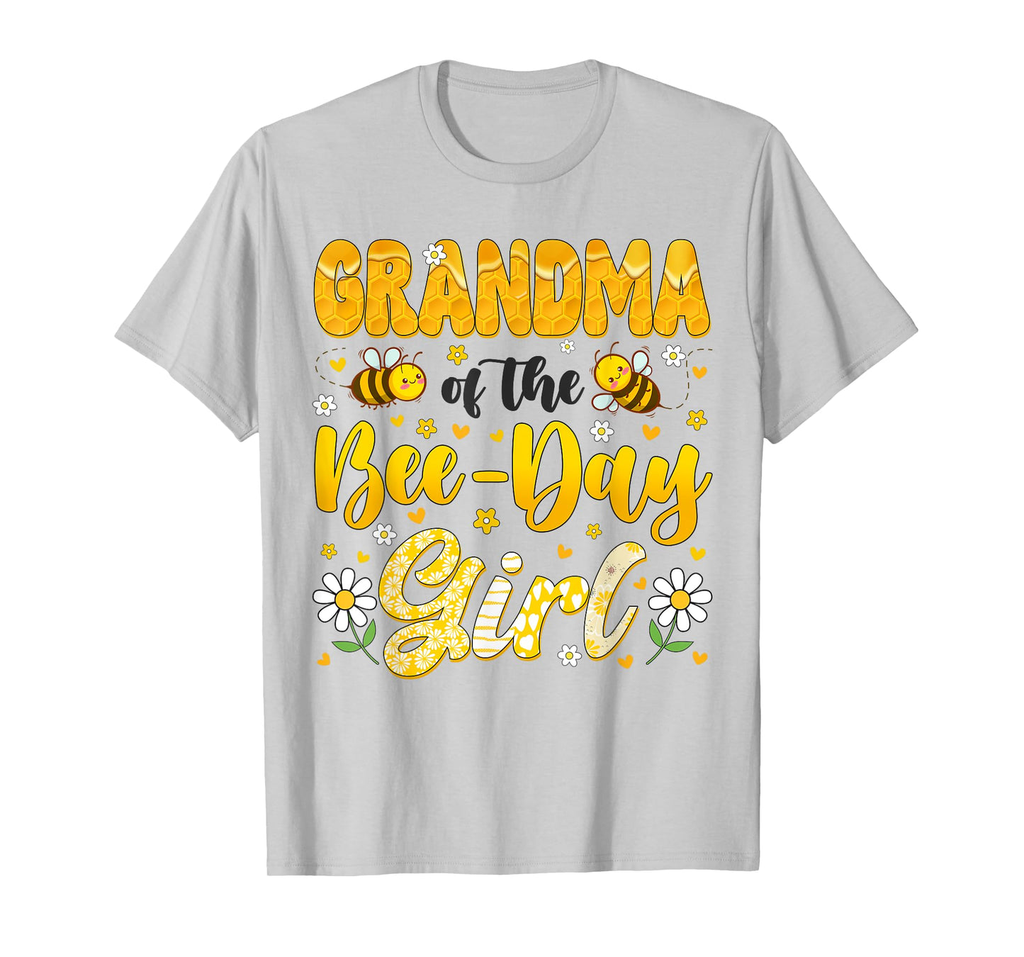 Grandma Of The Bee Day Girl Flower Birthday Family Matching T-Shirt