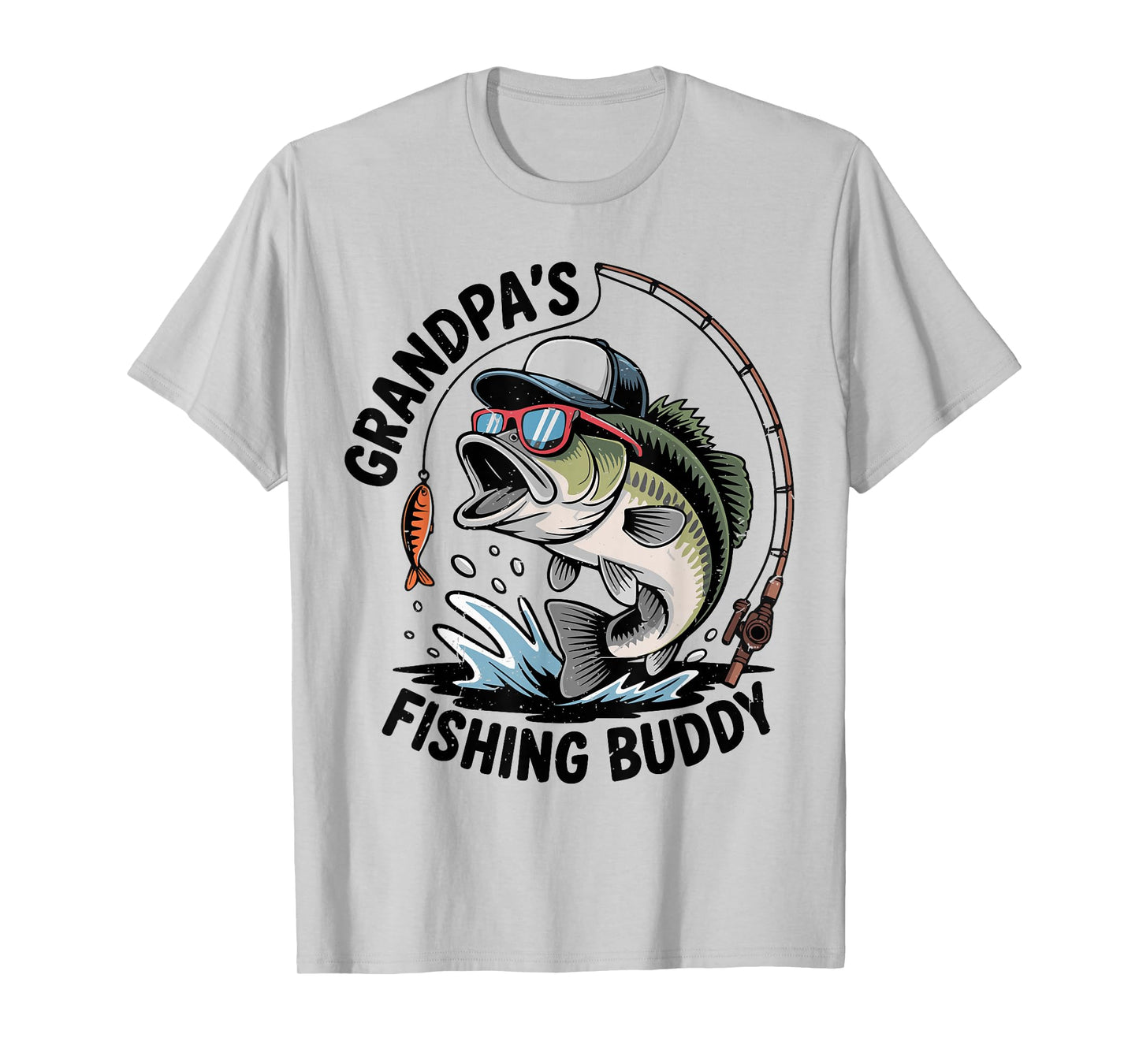 Toddler Boy Grandpa Fishing Buddy Funny Bass Fisherman Youth T-Shirt