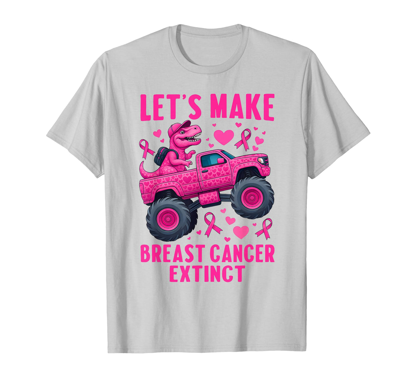 Lets Make Breast Cancer Extinct Pink Dinosaur Kids Boys Girl T-Shirt