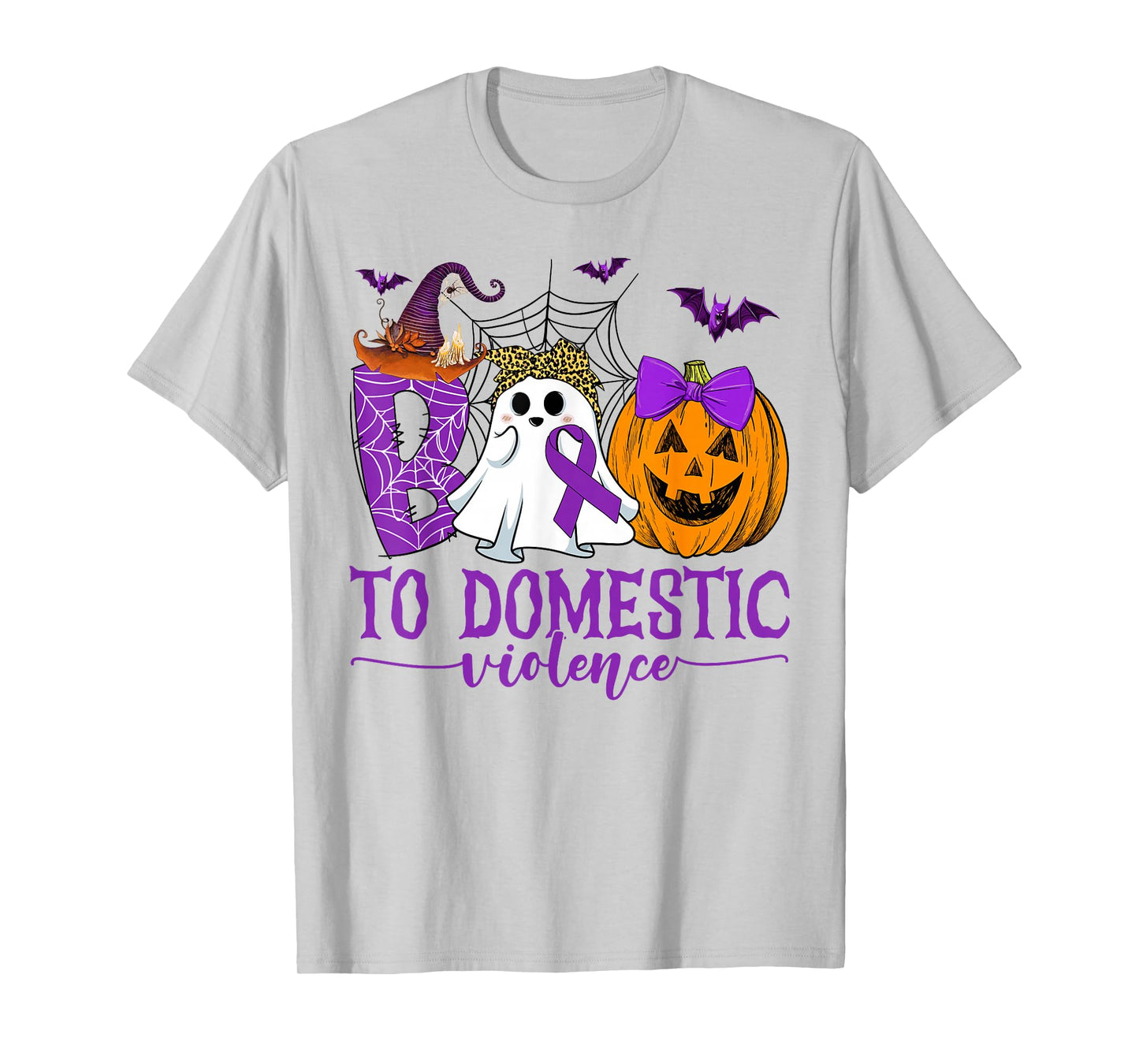 Boo to Domestic Violence Ghost Purple Ribbon Halloween Day T-Shirt