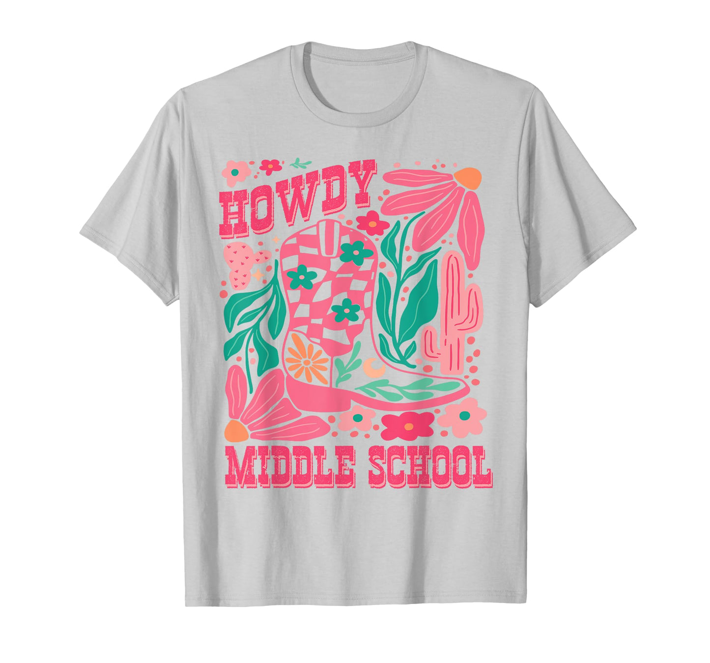Howdy Middle School Western Girl Country Rodeo Pink Cowgirl T-Shirt