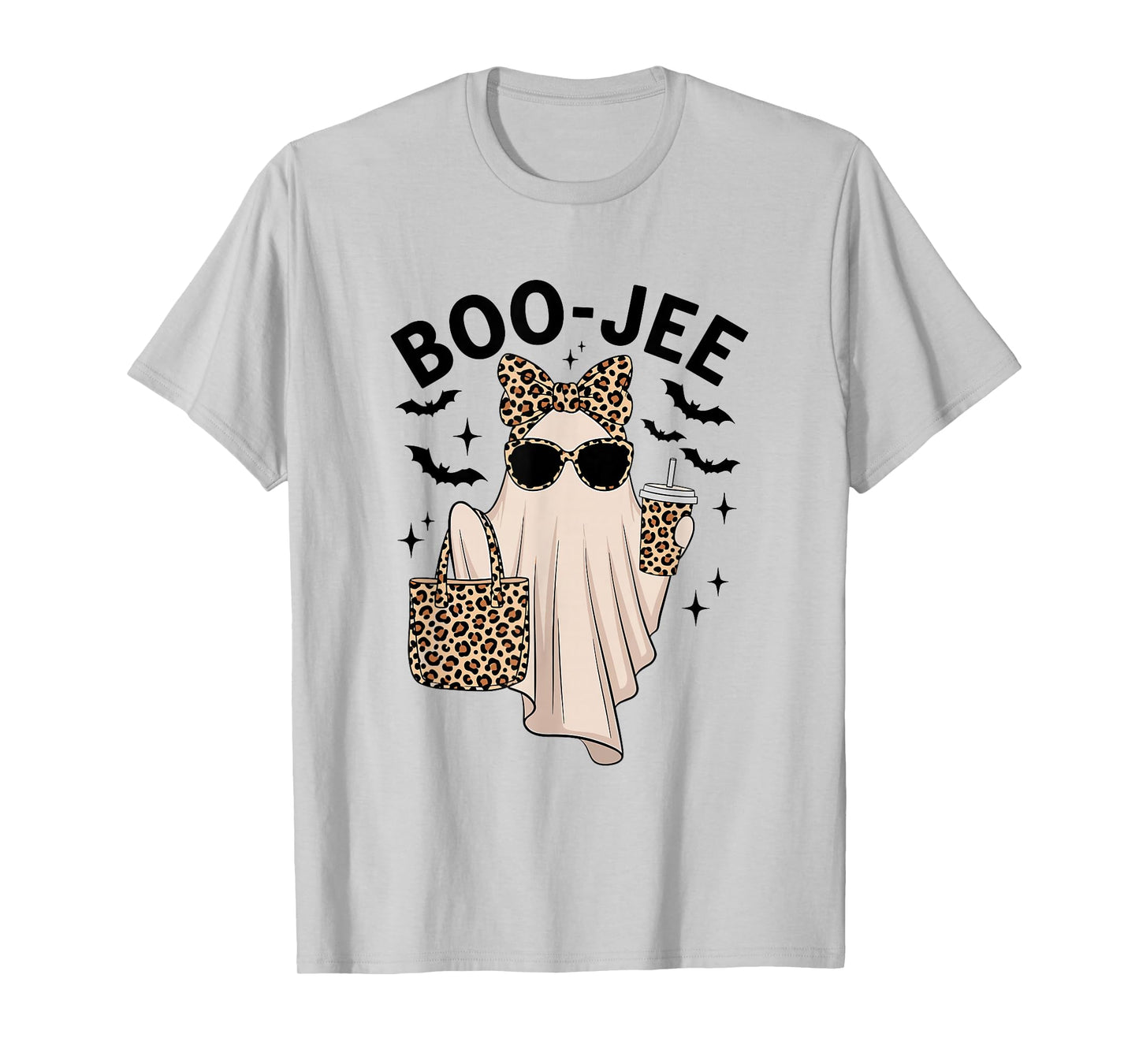 Coquette Leopard Ghost Coffee Boo-JEE Halloween Boujee Ghost T-Shirt