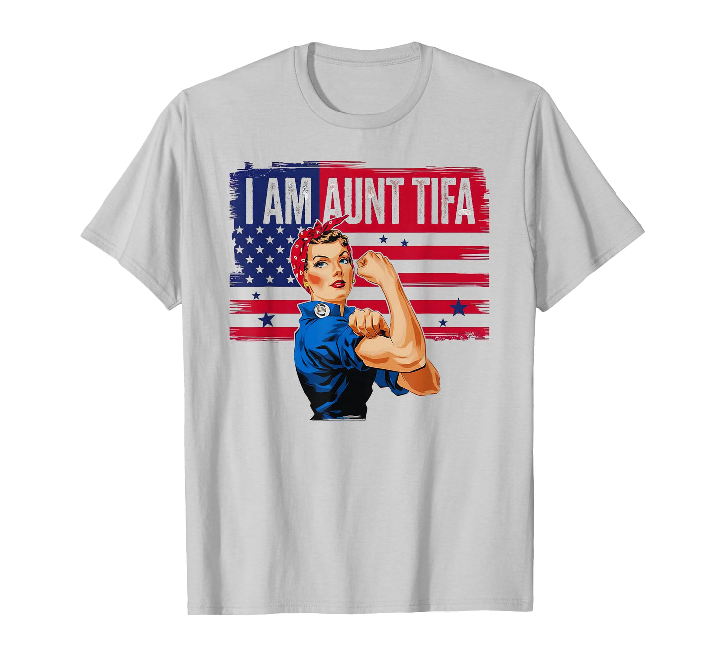 I Am Aunt Tifa Woman's Girl America Flag T-Shirt