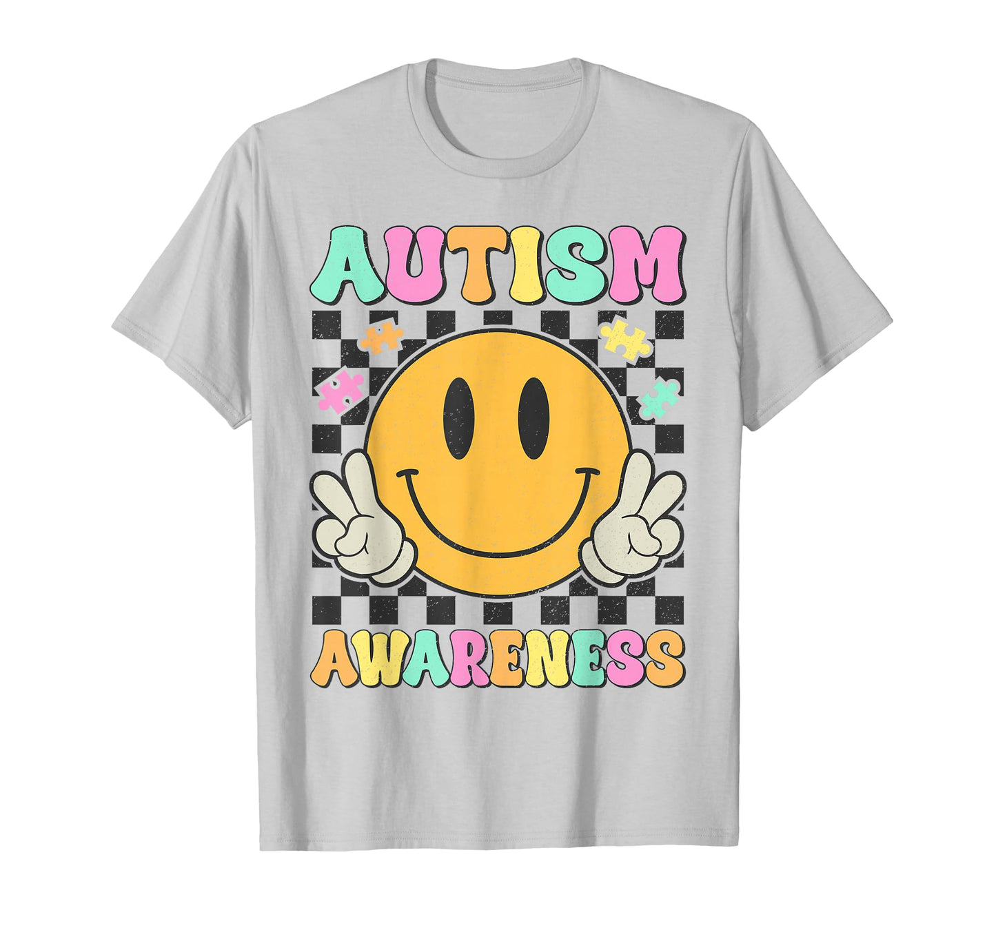 Autism Awareness Kids Men Women Smile Face Autistic Autism T-Shirt
