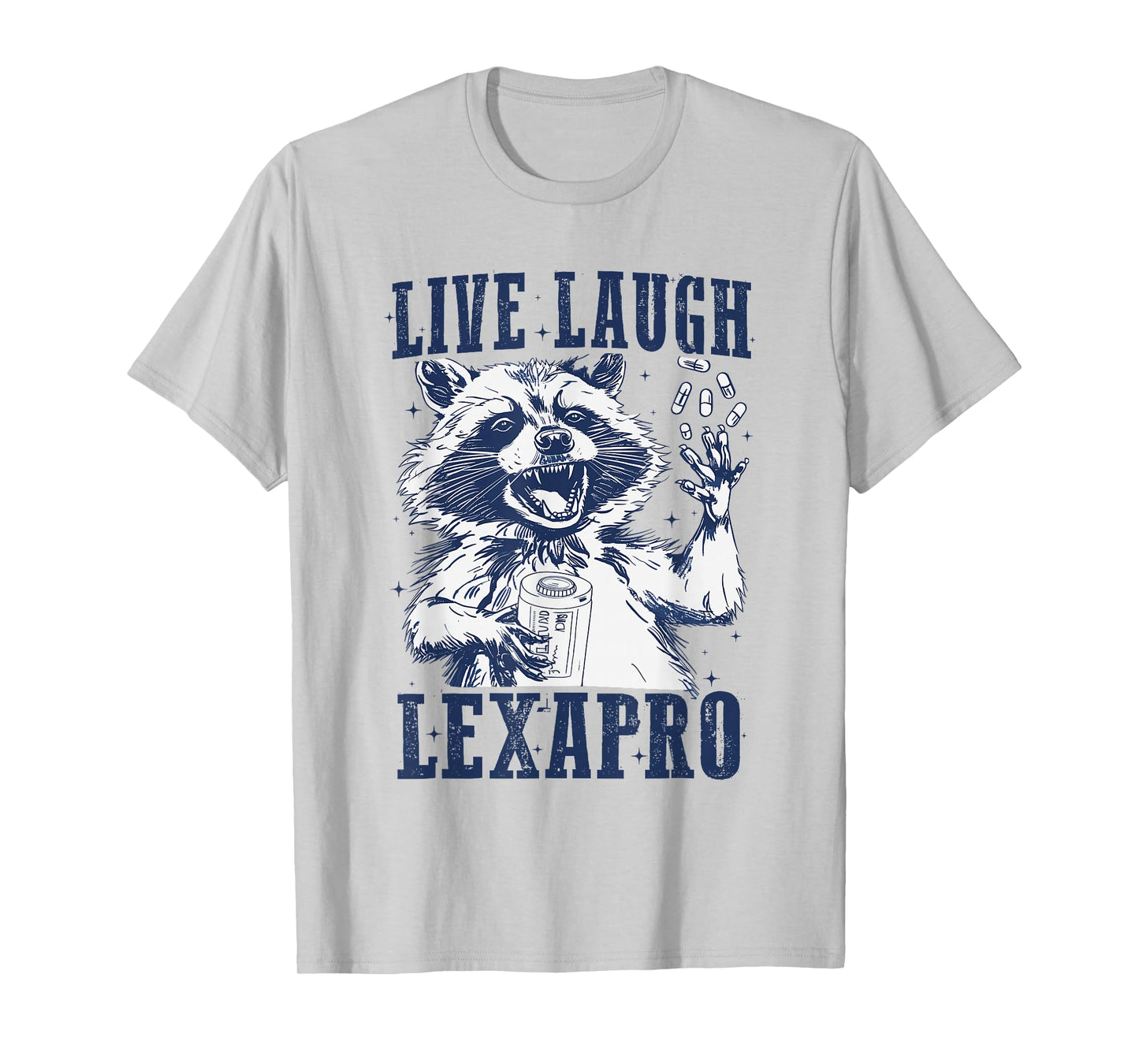 Live Laugh Lexapro Groovy Mental Health Awareness Raccoon T-Shirt