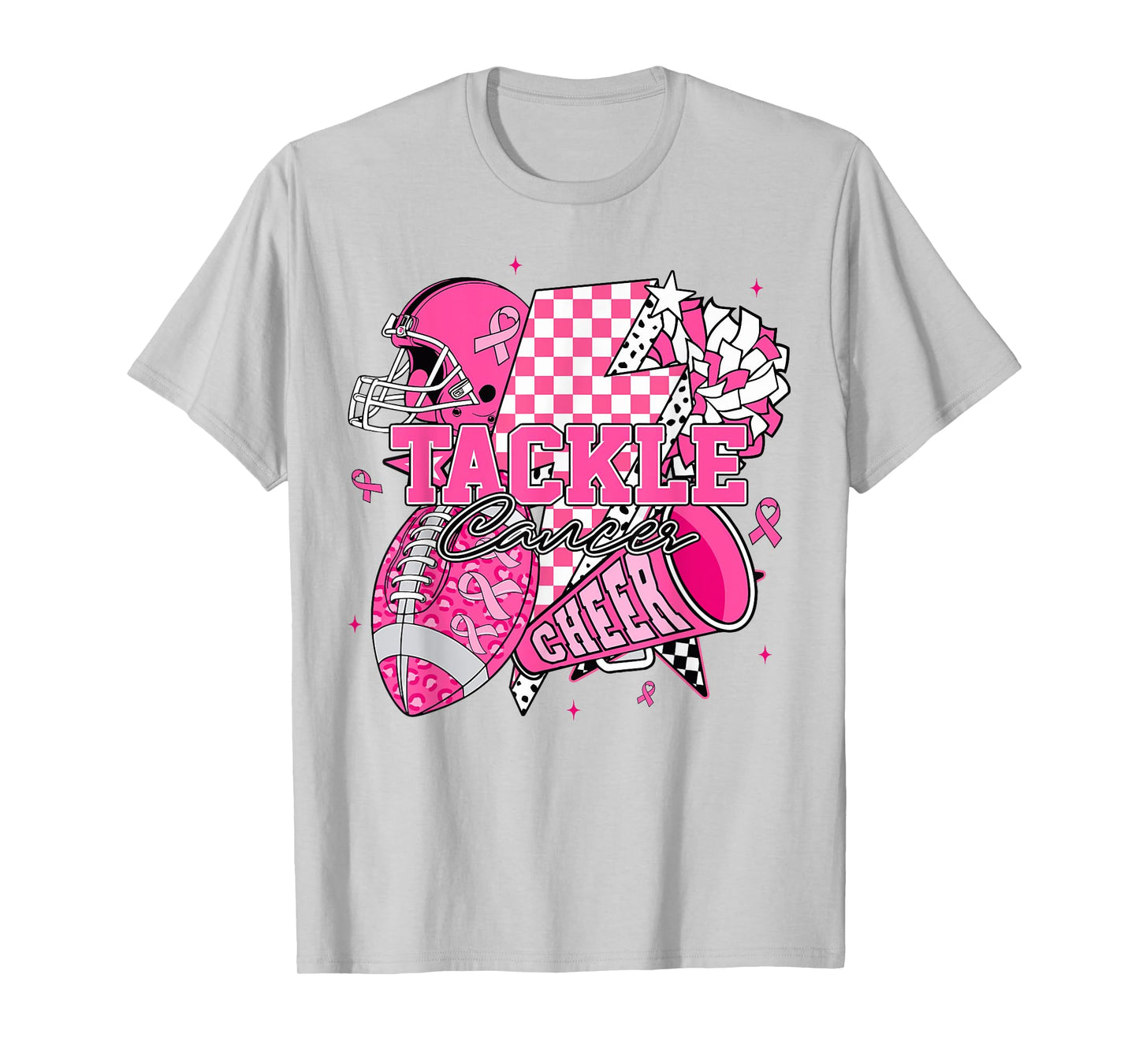 Tackle Football Breast Cancer Awareness Cheer Football Mom T-Shirt