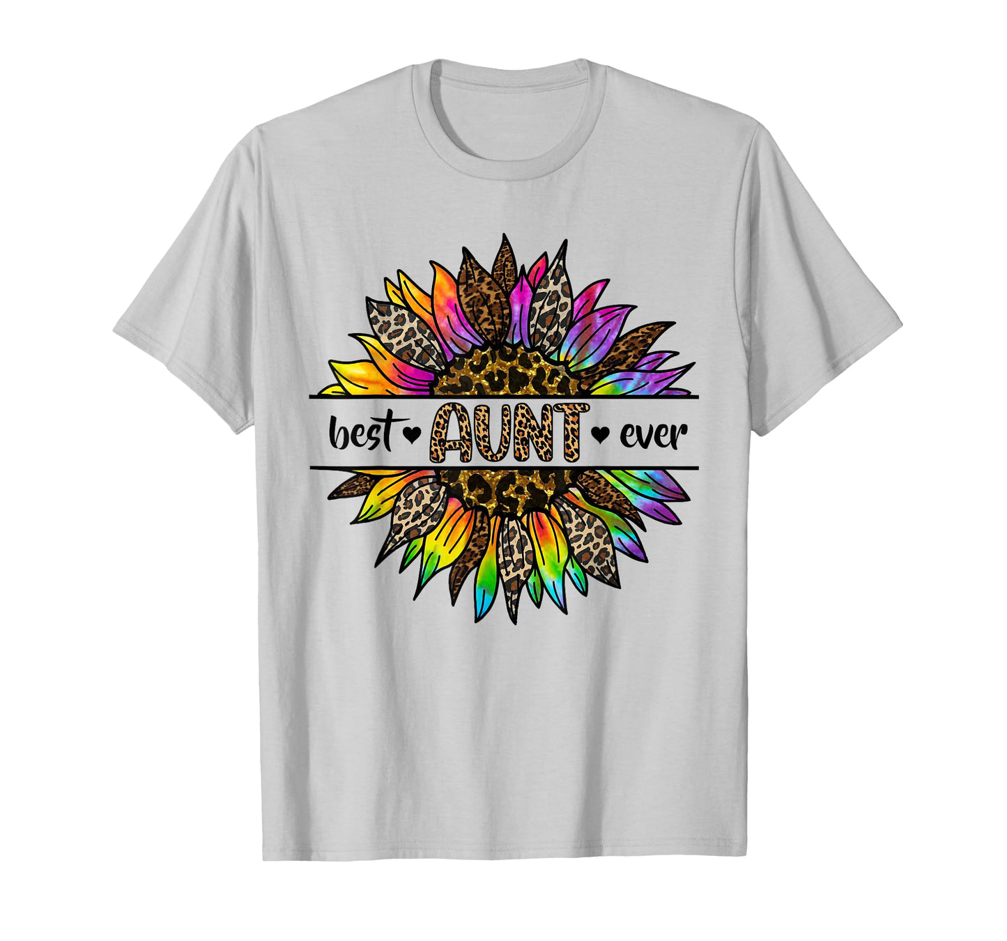 Best Aunt Ever Sunflower Leopard Tie Dye Auntie Mothers Day T-Shirt