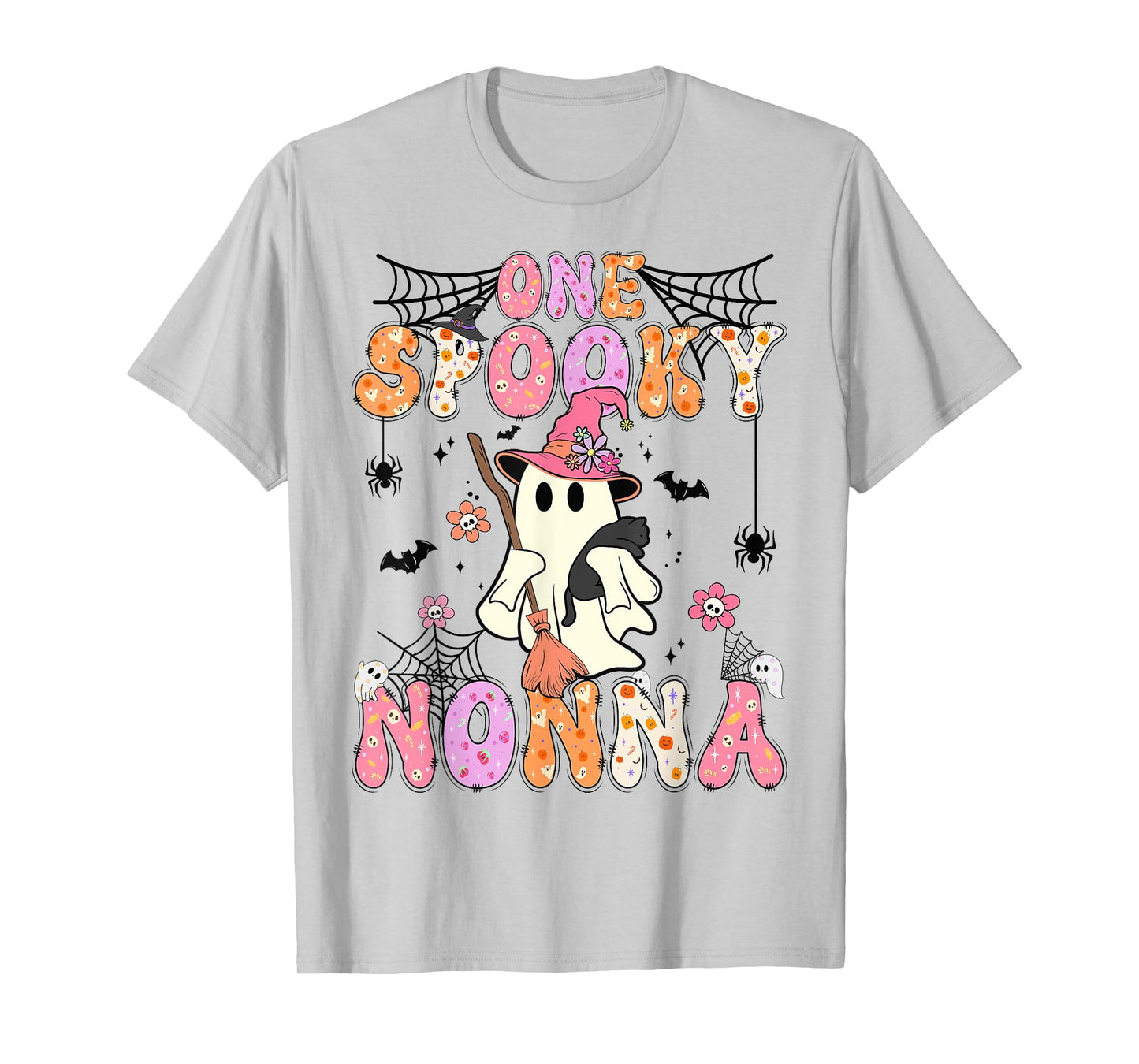 Groovy One Spooky Nonna Retro Halloween Cute Ghost T-Shirt