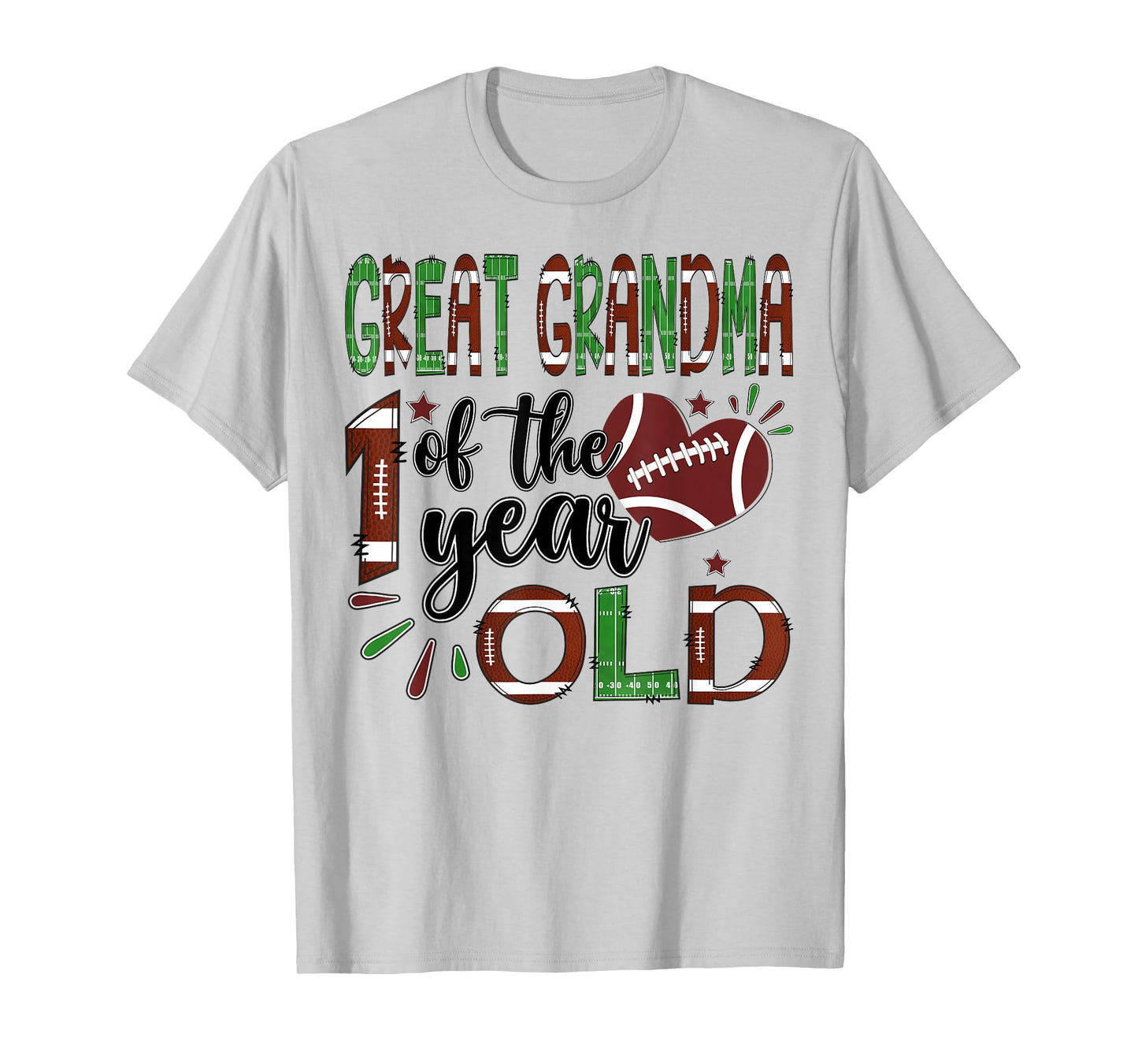 Great Grandma Of The 1 Year Old Football 1St Year Down Bday T-Shirt