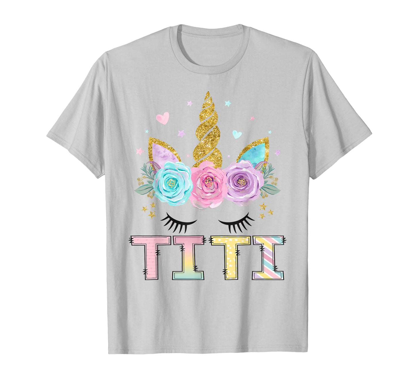 Titi Unicorn Floral Birthday Girl Matching Family T-Shirt
