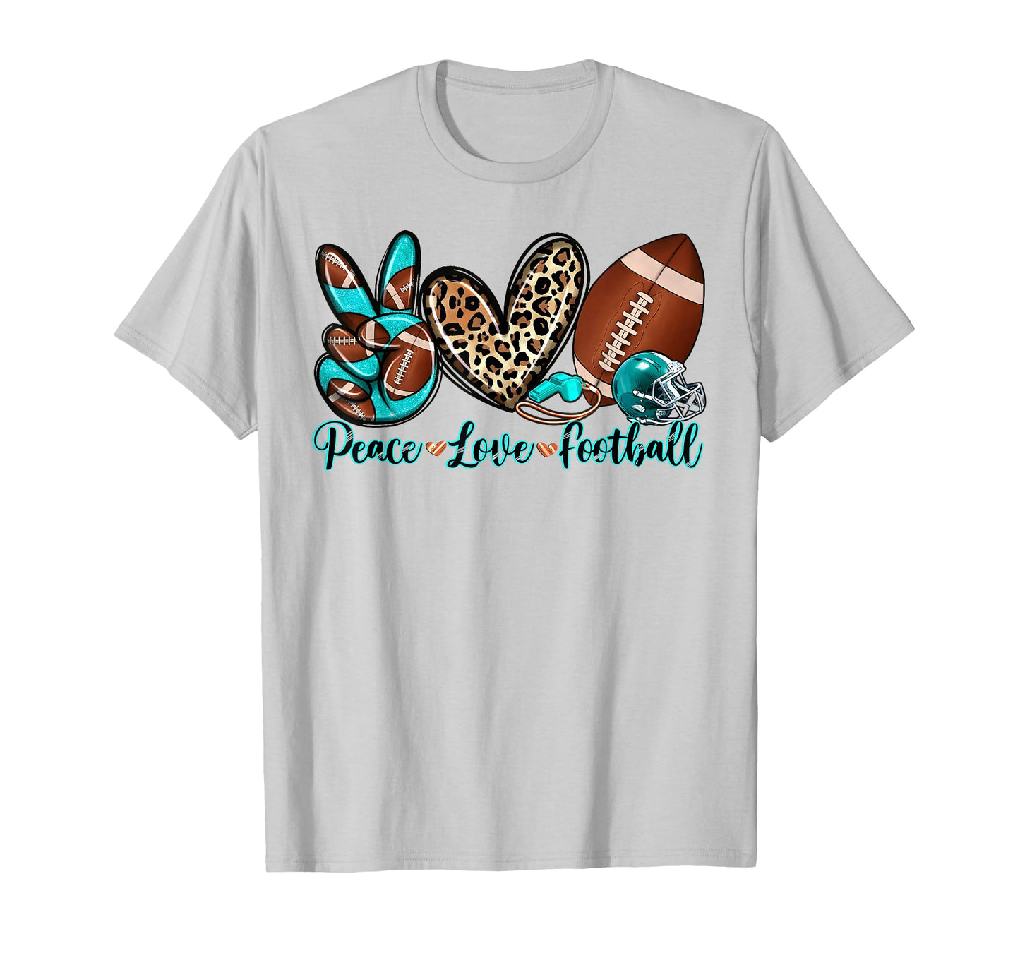 Peace Love Football Leopard American Football Lover T-Shirt